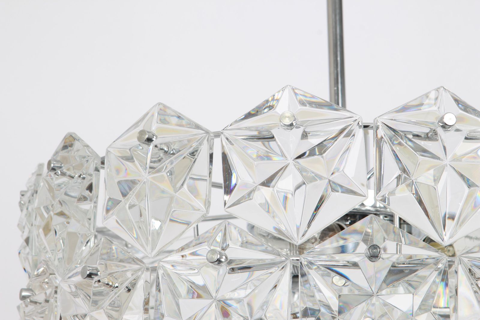 Kinkeldey Chandelier Chrome S And Crystal Glass, Germany, 1970s photo Lighting