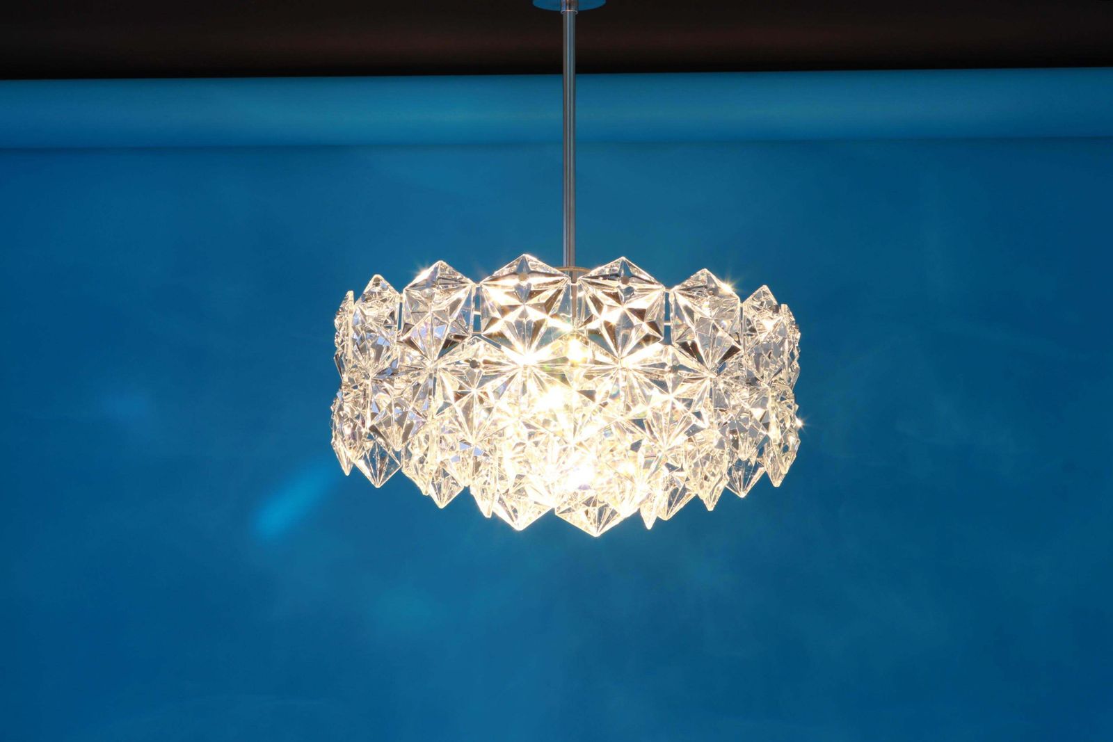 Kinkeldey Chandelier Chrome S And Crystal Glass, Germany, 1970s photo buy