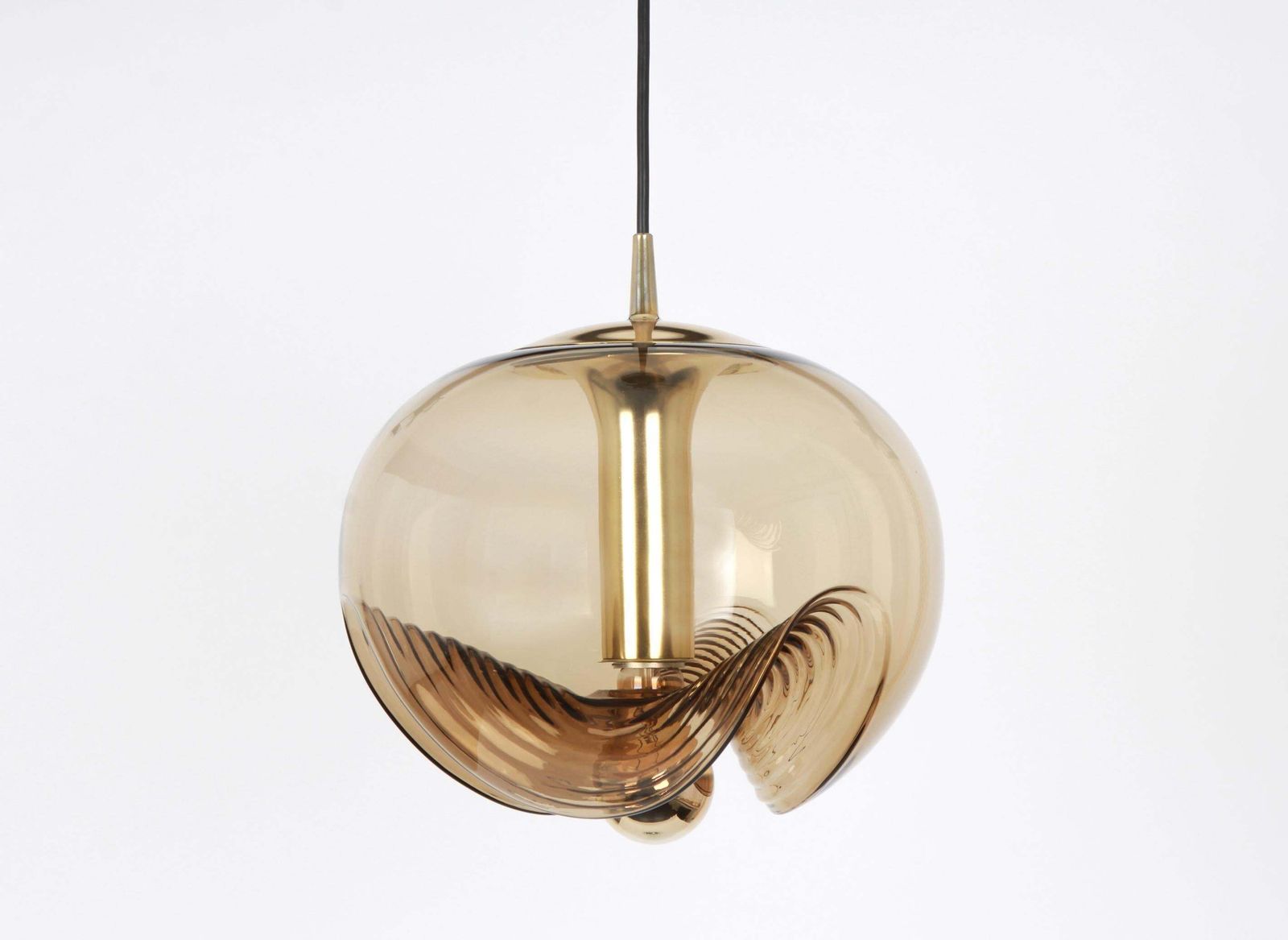 1 Of 7 Large Smoked Glass Pendant Light By Peill & Putzler, Germany, 1970s photo vinterior