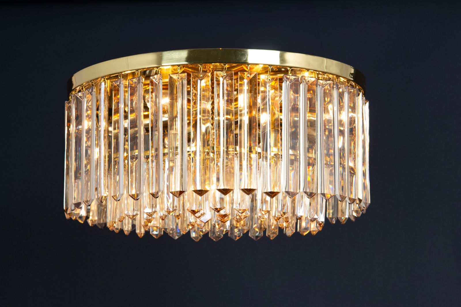 Grote Messing Plafondlamp, Ontworpen Door Palwa, Duitsland, Jaren 1970 photo for sale