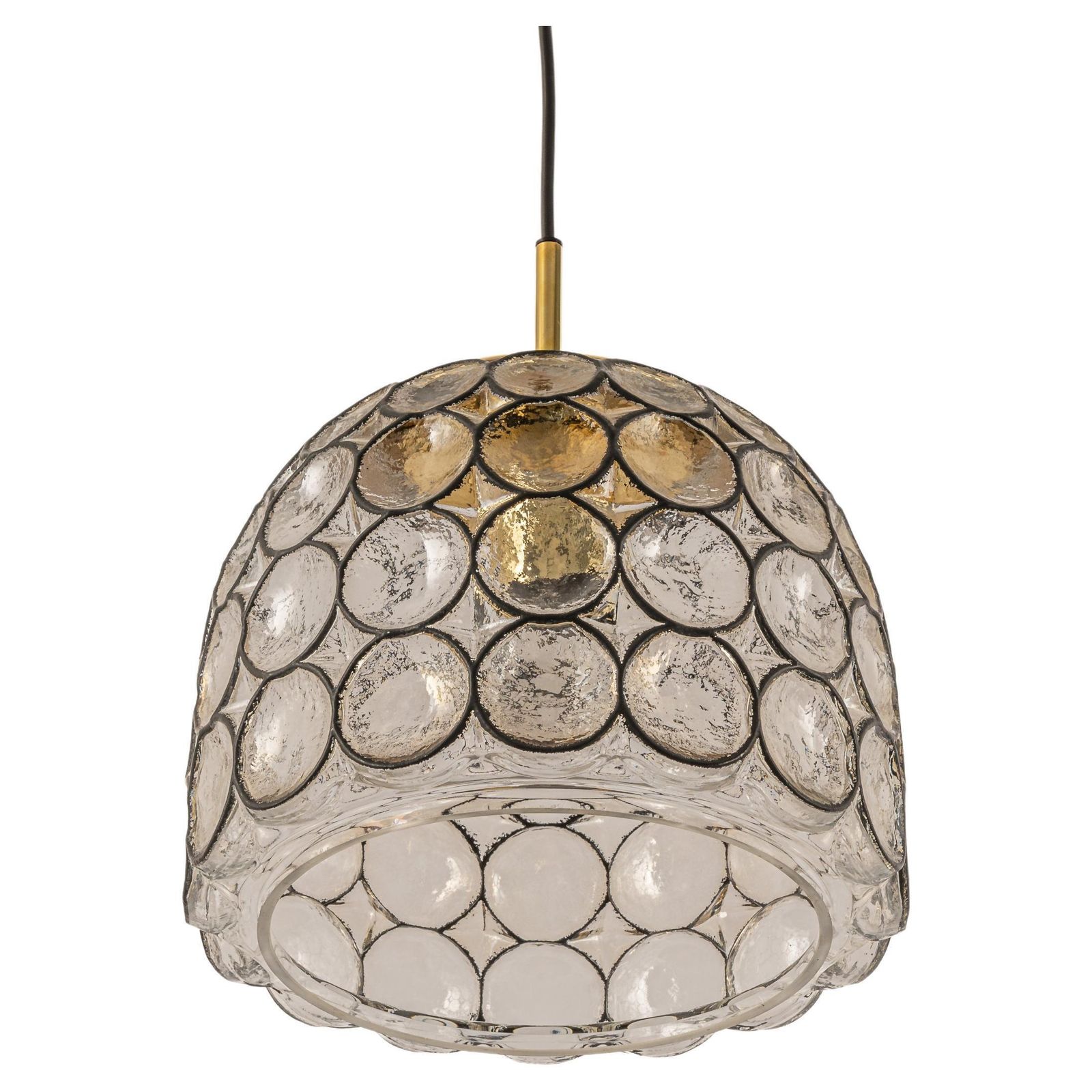 1 Of 16 Iron And Clear Glass Pendant Lights By Limburg, Germany, 1960s