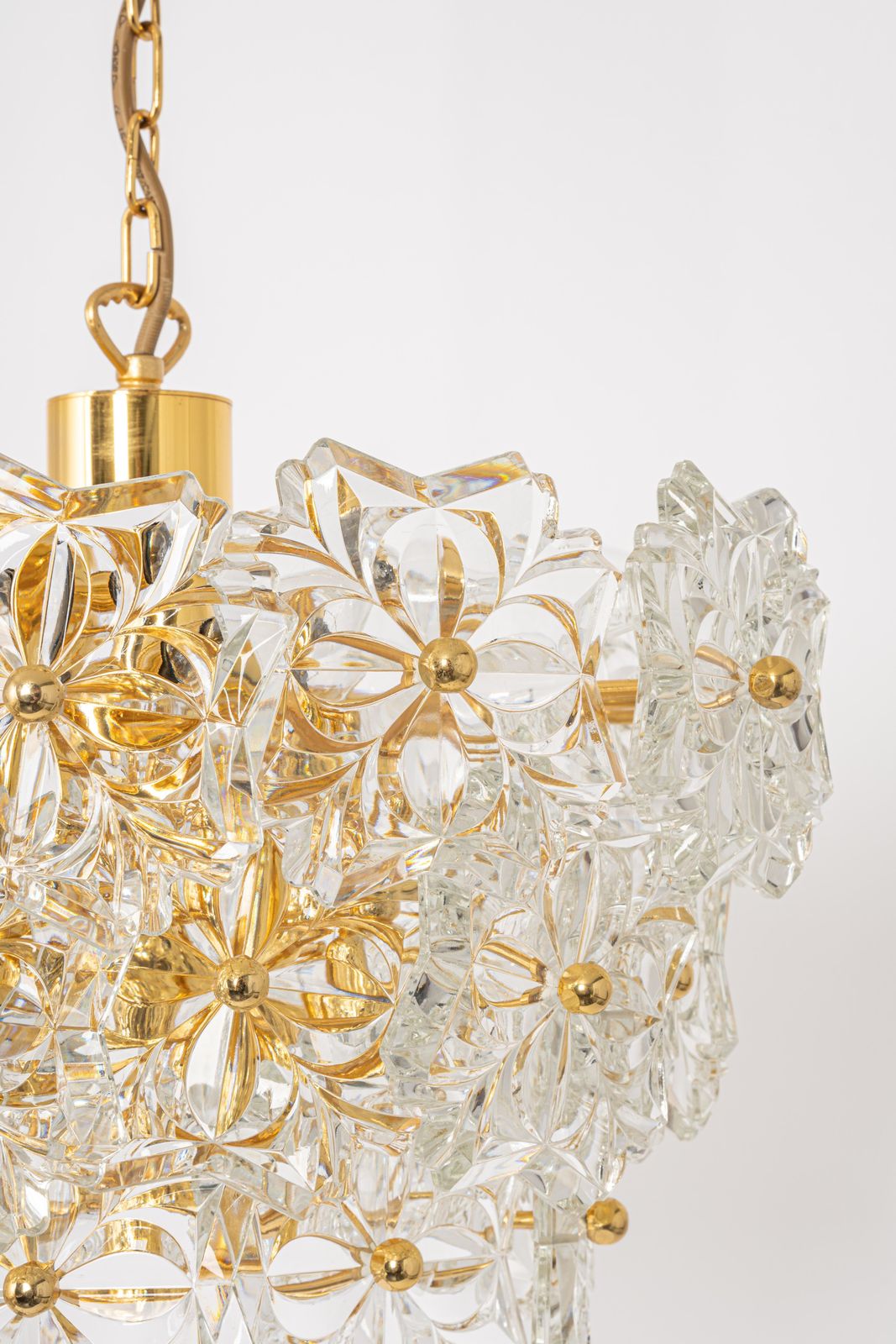 Gilt Brass, Crystal Glass Chandelier, Germany, 1970s photo vinterior