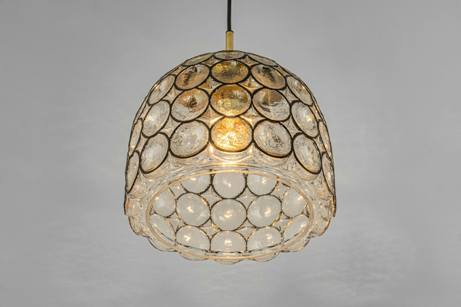photo buy 1 Of 16 Iron And Clear Glass Pendant Lights By Limburg, Germany, 1960s