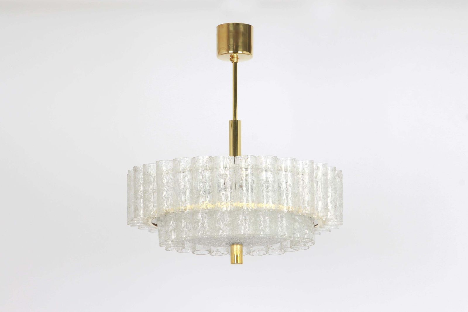 1 Of 2 Stunning Murano Ice Glass Tubes Chandelier By Doria, Germany, 1960s photo furniture