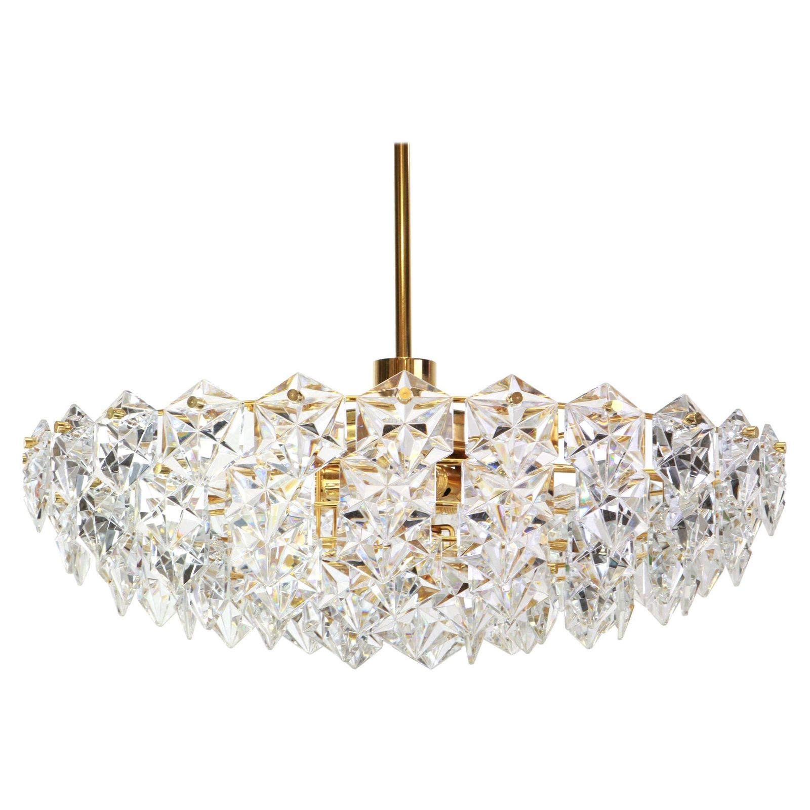 Stunning Huge Chandelier, Brass And Crystal Glass By Kinkeldey, Germany, 1970s