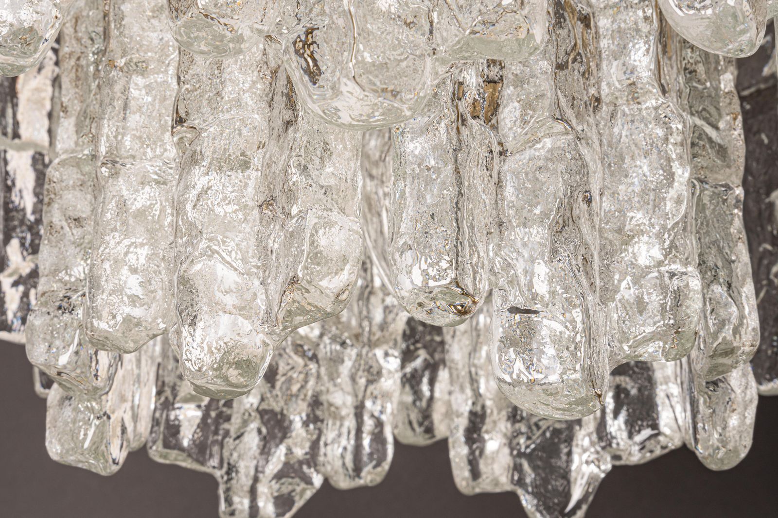 Lighting 1 Of 3 Large Murano Ice Glass Chandelier By Kalmar, Austria, 1960s photo