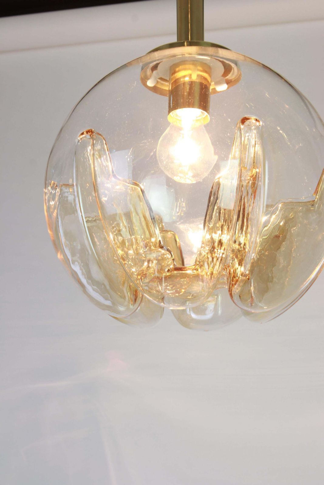 1 Of 2 Murano Ball Pendant Light By Doria, Germany, 1970s photo Lighting