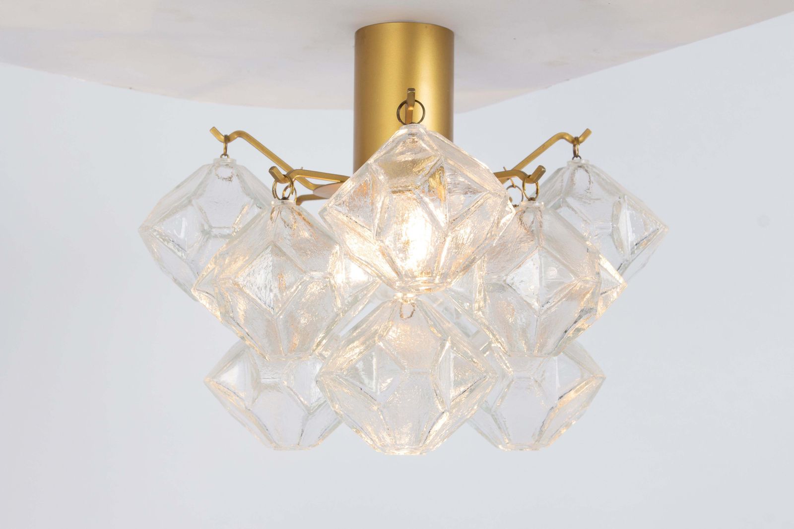 1 Of 2 Petite Rare Pagoda Glass Flush Mount By Kalmar, Austria, 1960s photo vintage