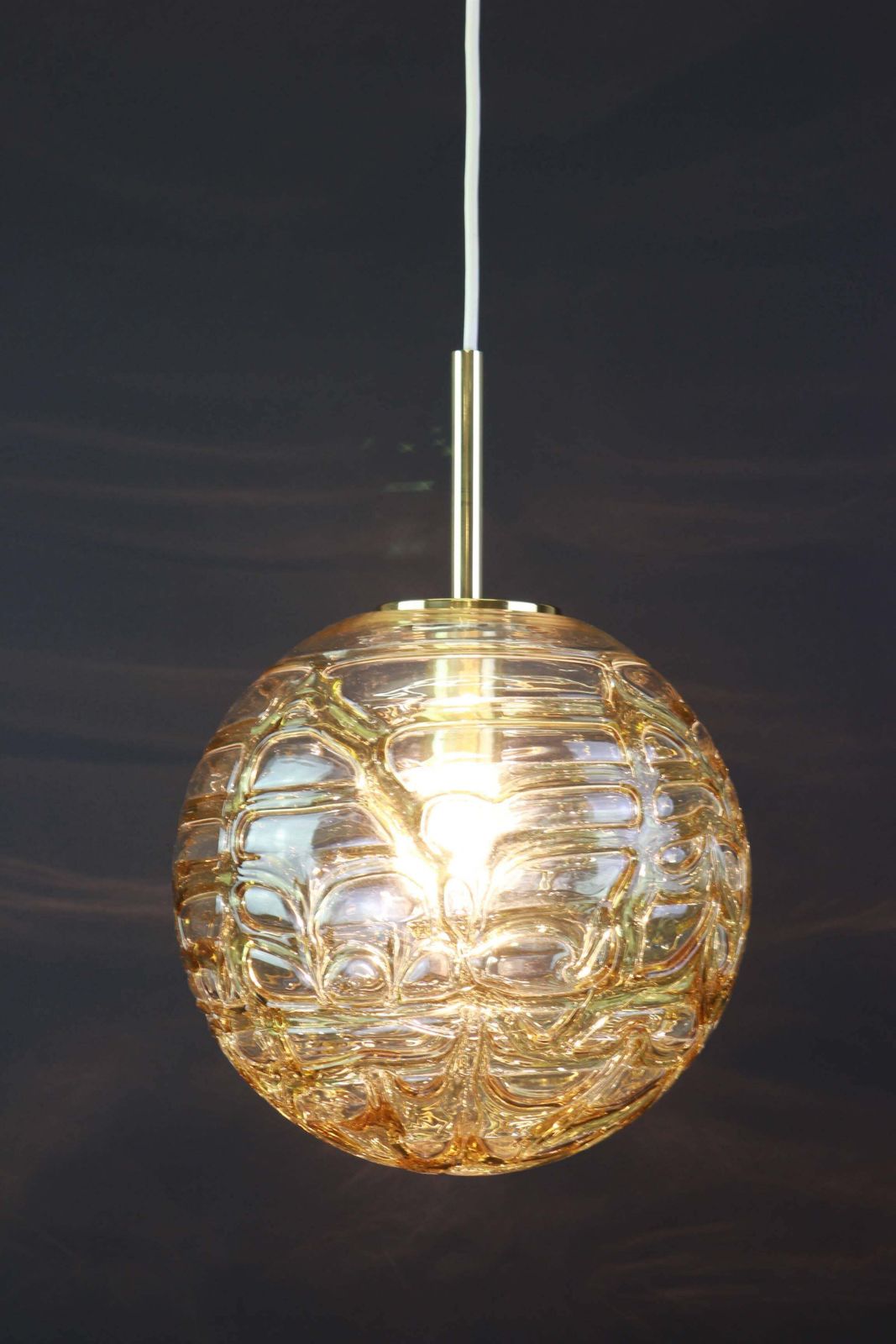 1 Of 3 Rare Murano Ball Pendant Light By Doria, Germany, 1970s photo for sale
