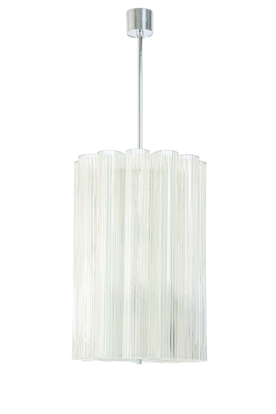 1 Of 2 Cylindrical Pendant Fixture With Crystal Glass By Doria, Germany, 1960s photo buy