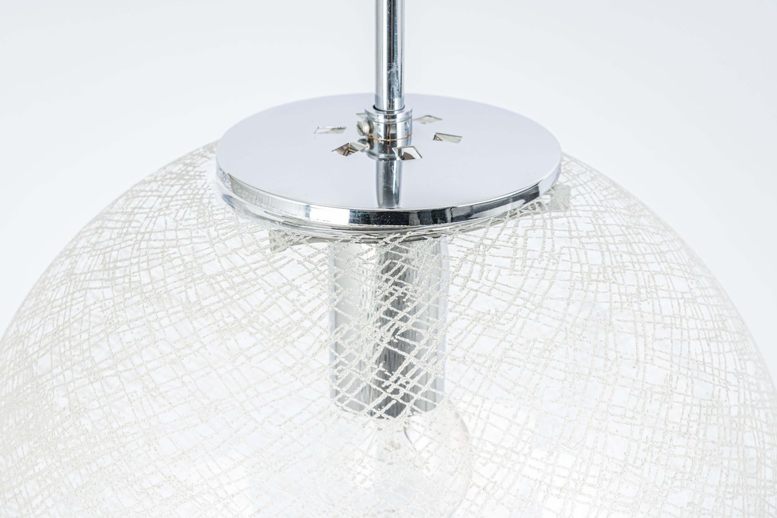 1 Of 8 Large Limburg Chrome With Glass Ball Pendant, Germany, 1970s photo buy