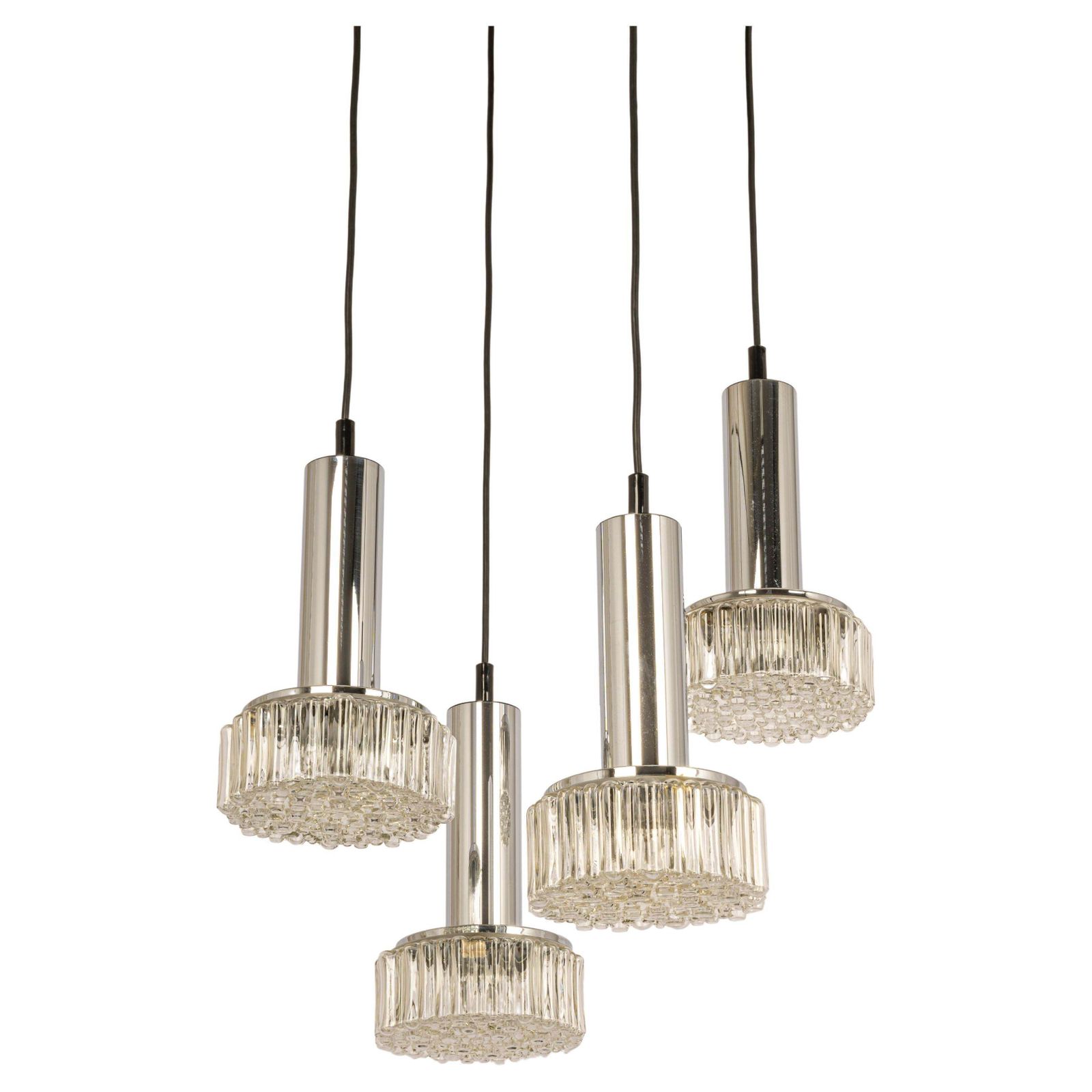 Large Designer Cascading Chandelier Glass For Staff Leuchten, Germany, 1970s