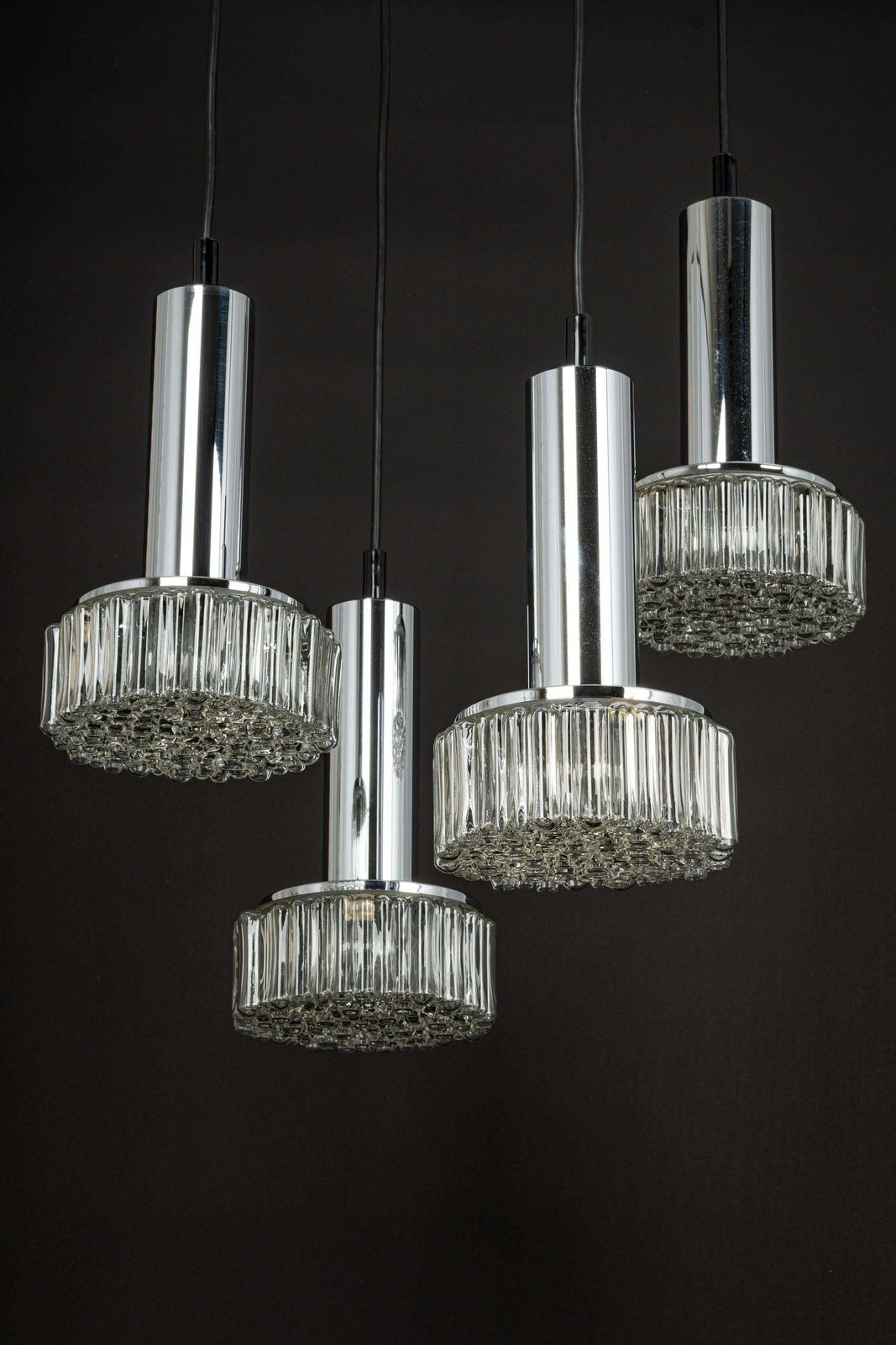 Large Designer Cascading Chandelier Glass For Staff Leuchten, Germany, 1970s photo vintage