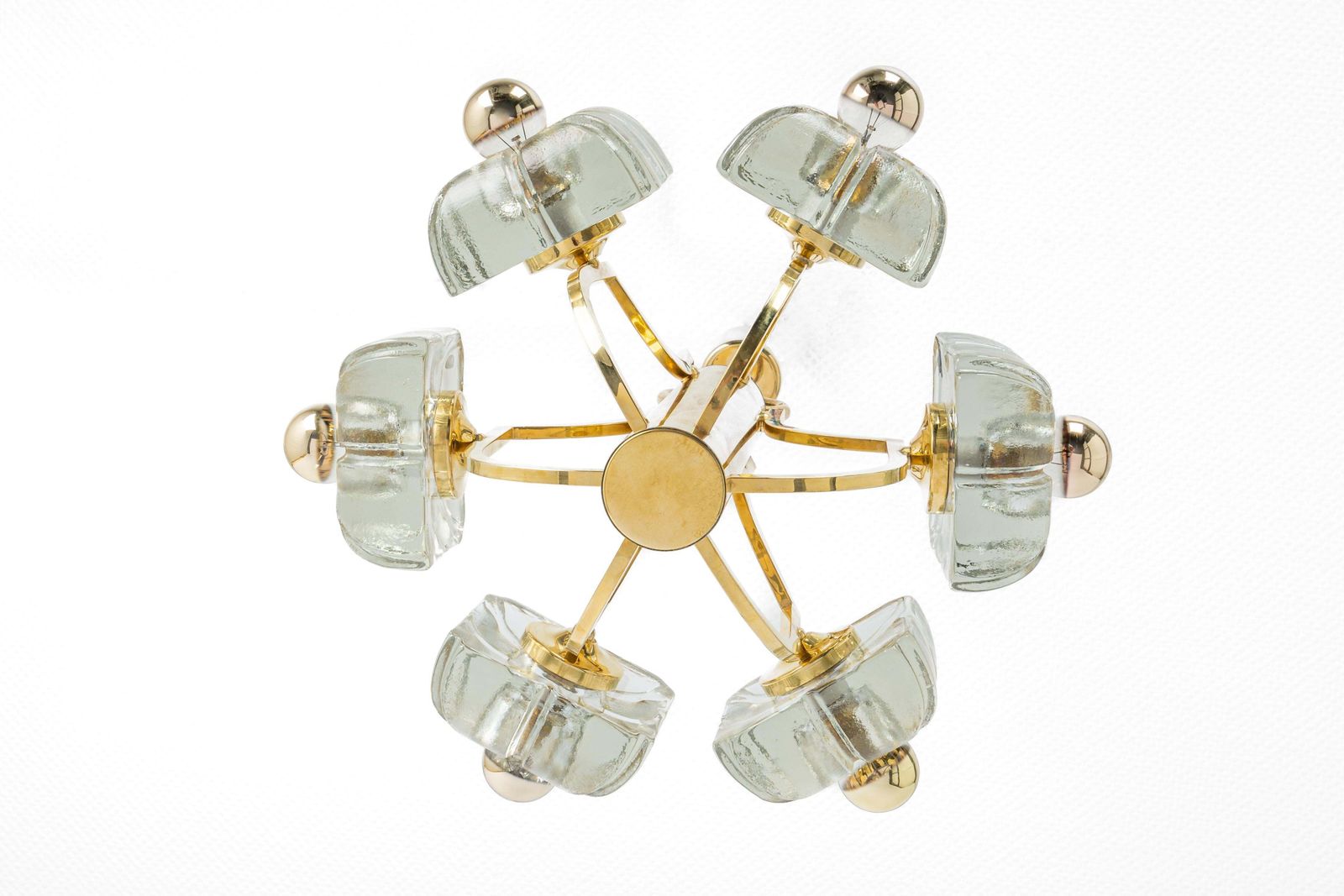 Large Brass And Crystal Glass Pendant By Sische, Germany, 1970s photo Lighting