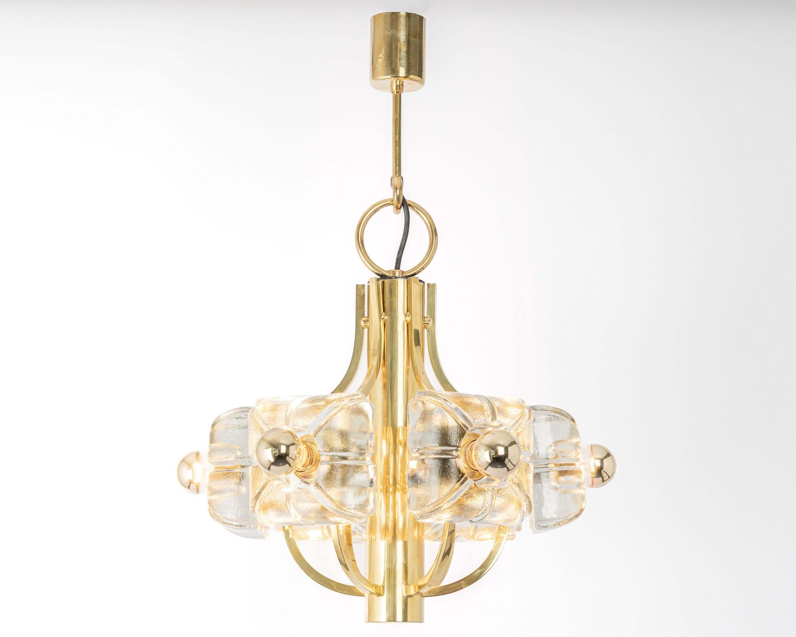 Large Brass And Crystal Glass Pendant By Sische, Germany, 1970s photo 1161.0