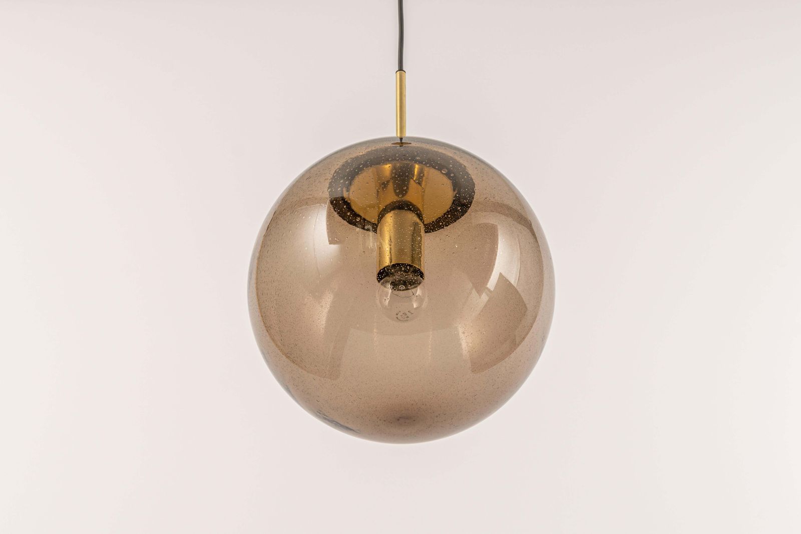 Large Limburg Brass With Smoked Glass Ball Pendant, Germany, 1970s photo for sale