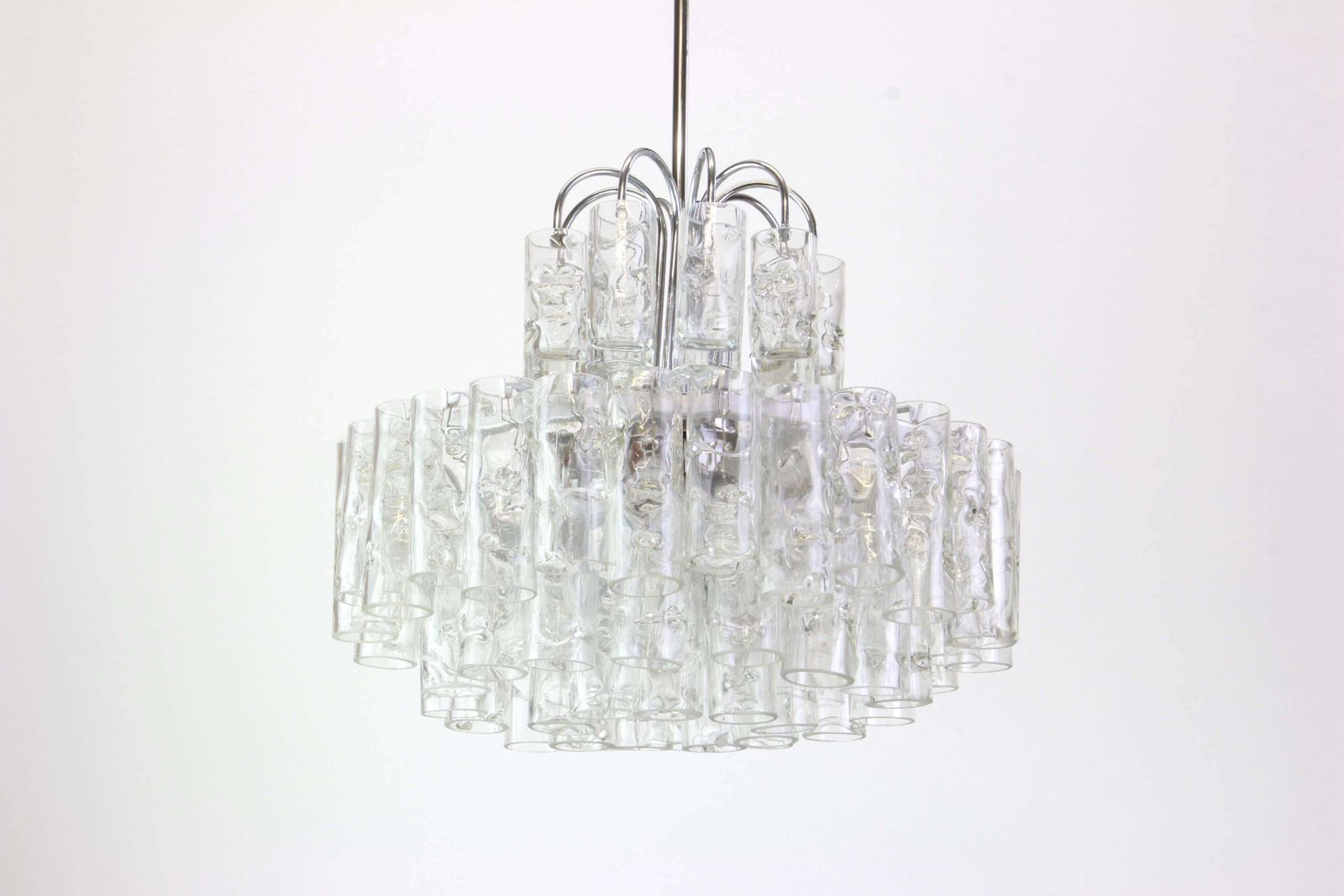 Stunning Murano Ice Glass Tubes Chandelier By Doria, Germany, 1960s photo furniture