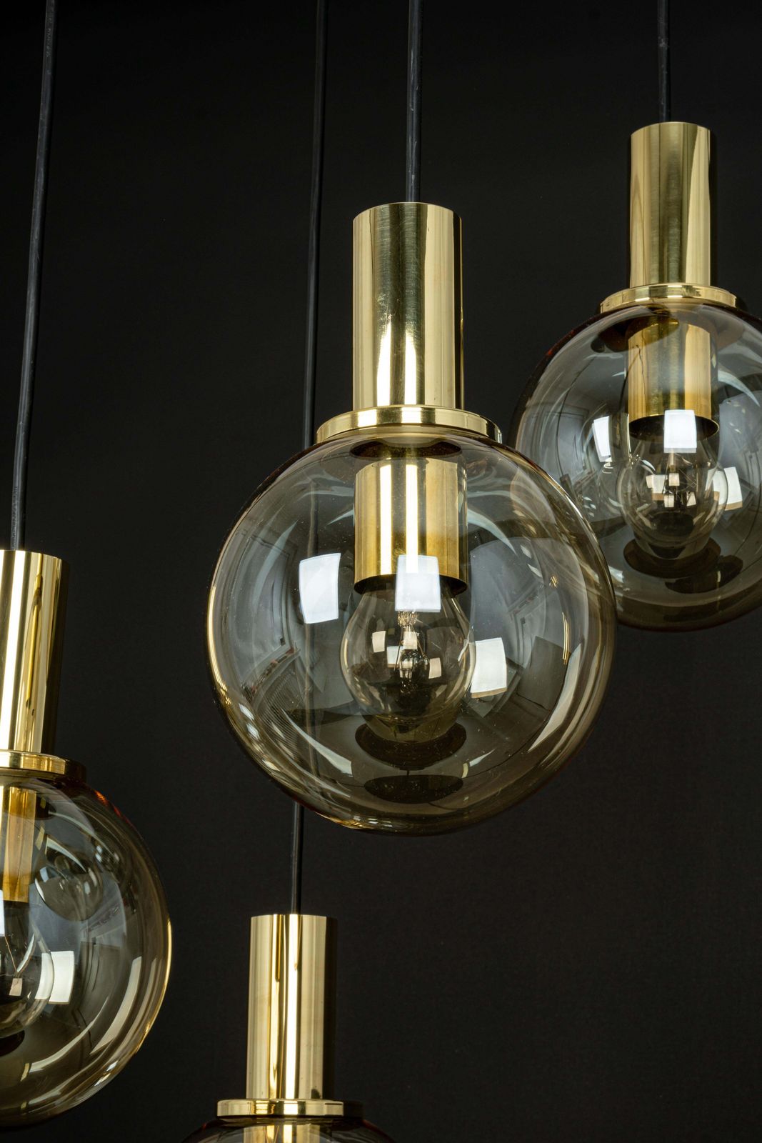 Large Designer Cascading Chandelier Smoked Glass By Ott Int. Germany, 1970s photo vinterior