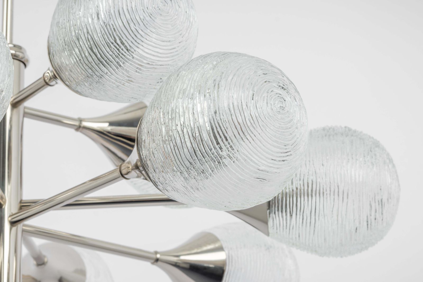 Large Stunning Kaiser Sputnik Opal Glass Globes Chandelier, Germany, 1970s photo Lighting