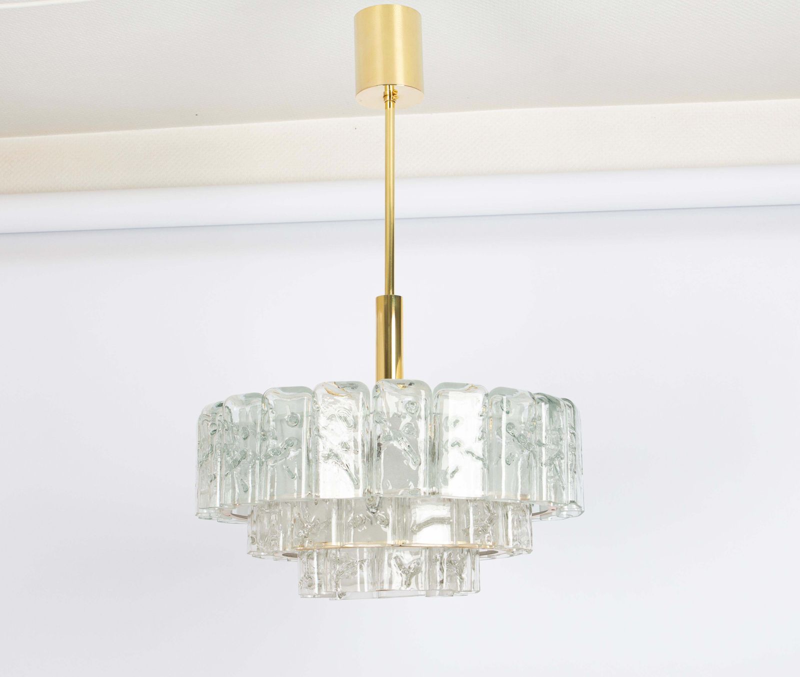 Large Doria Ice Glass Tubes Chandelier, Germany, 1960s photo for sale