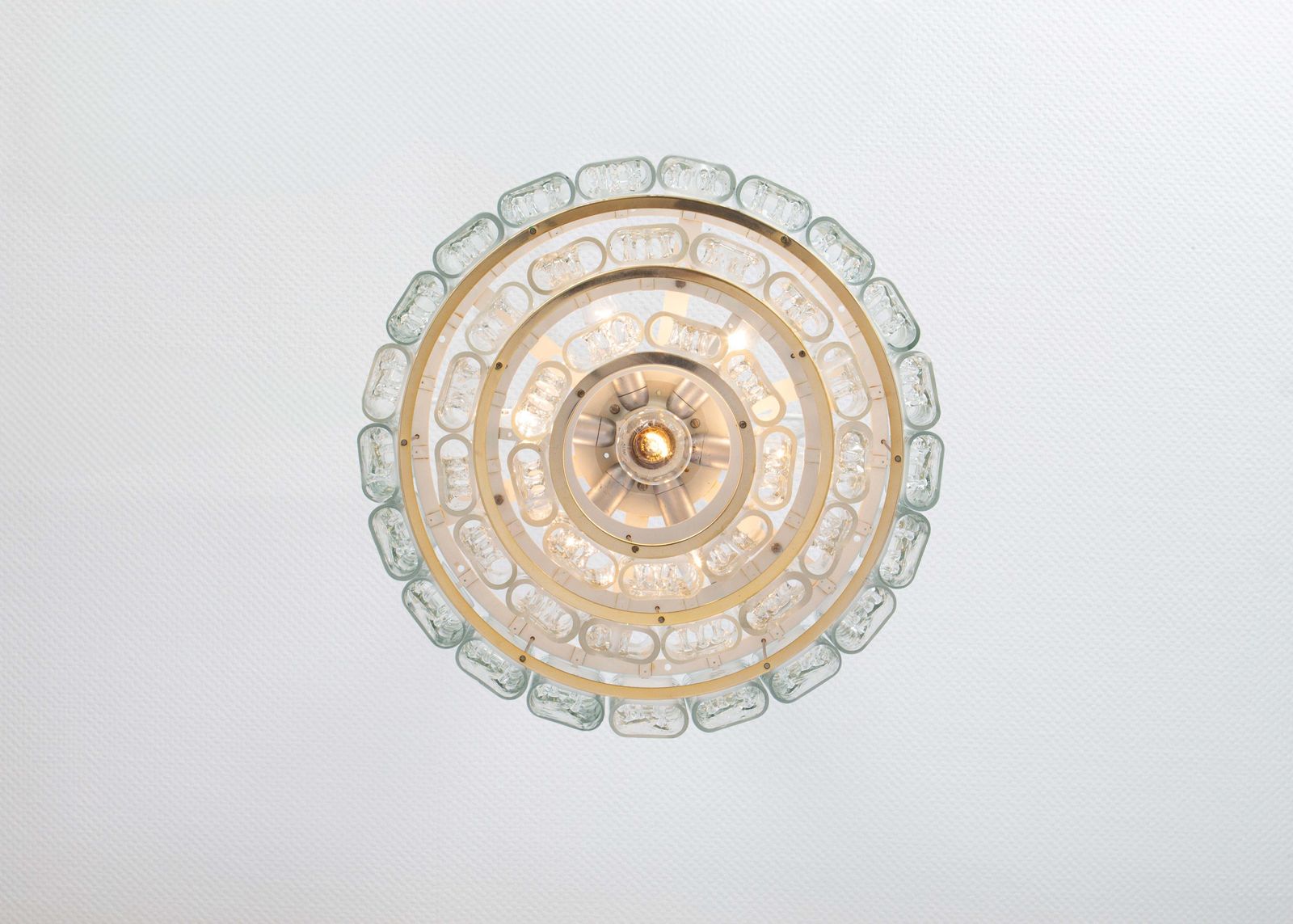 Large Doria Ice Glass Tubes Chandelier, Germany, 1960s photo vintage