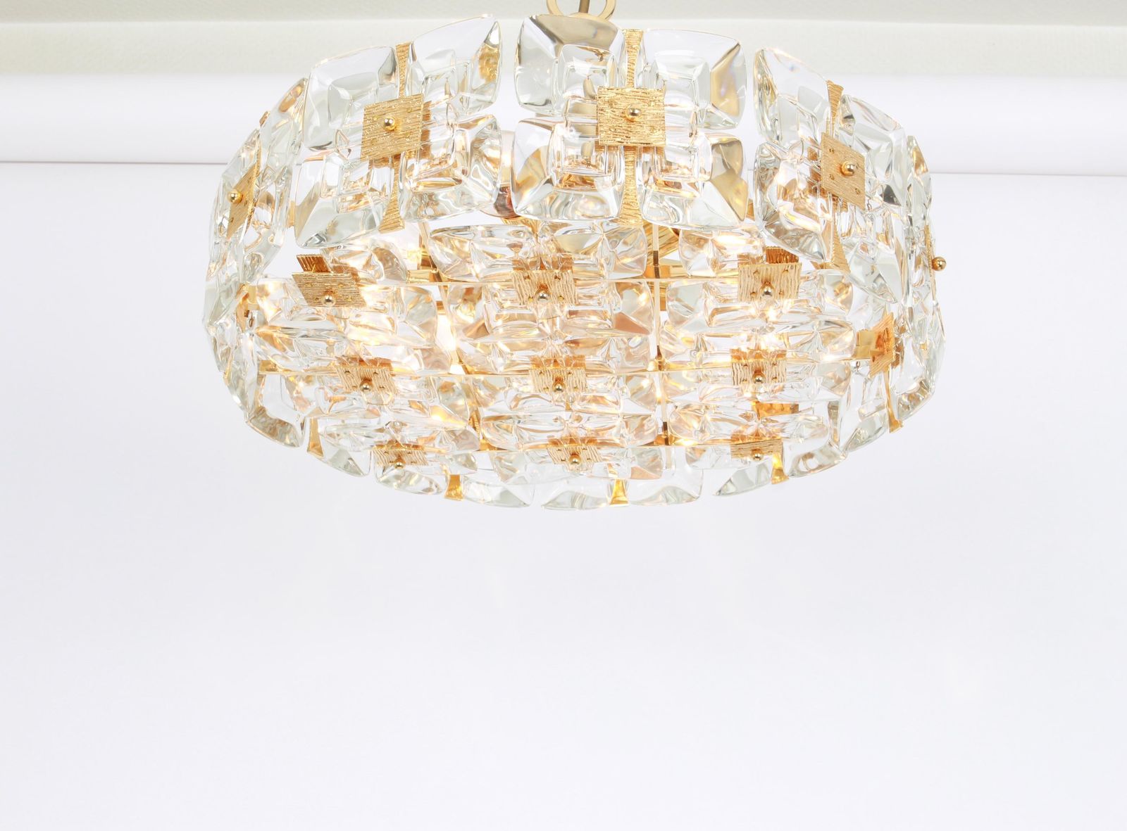 Gilt Brass And Crystal Chandelier, Sciolari Design By Palwa, Germany, 1970s photo vinterior
