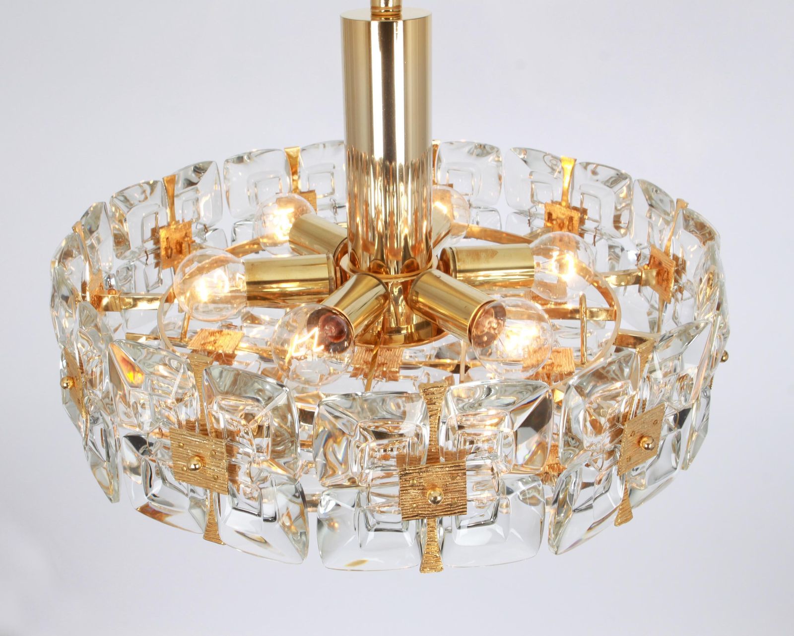 Gilt Brass And Crystal Chandelier, Sciolari Design By Palwa, Germany, 1970s photo buy