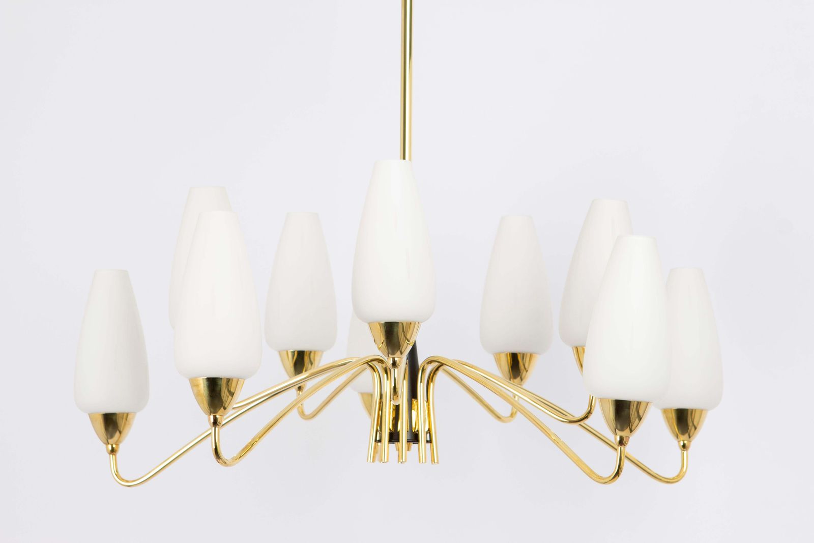 Large Italian Glass Sunburst Chandelier, Stilnovo Style, 1950s photo 1547.0