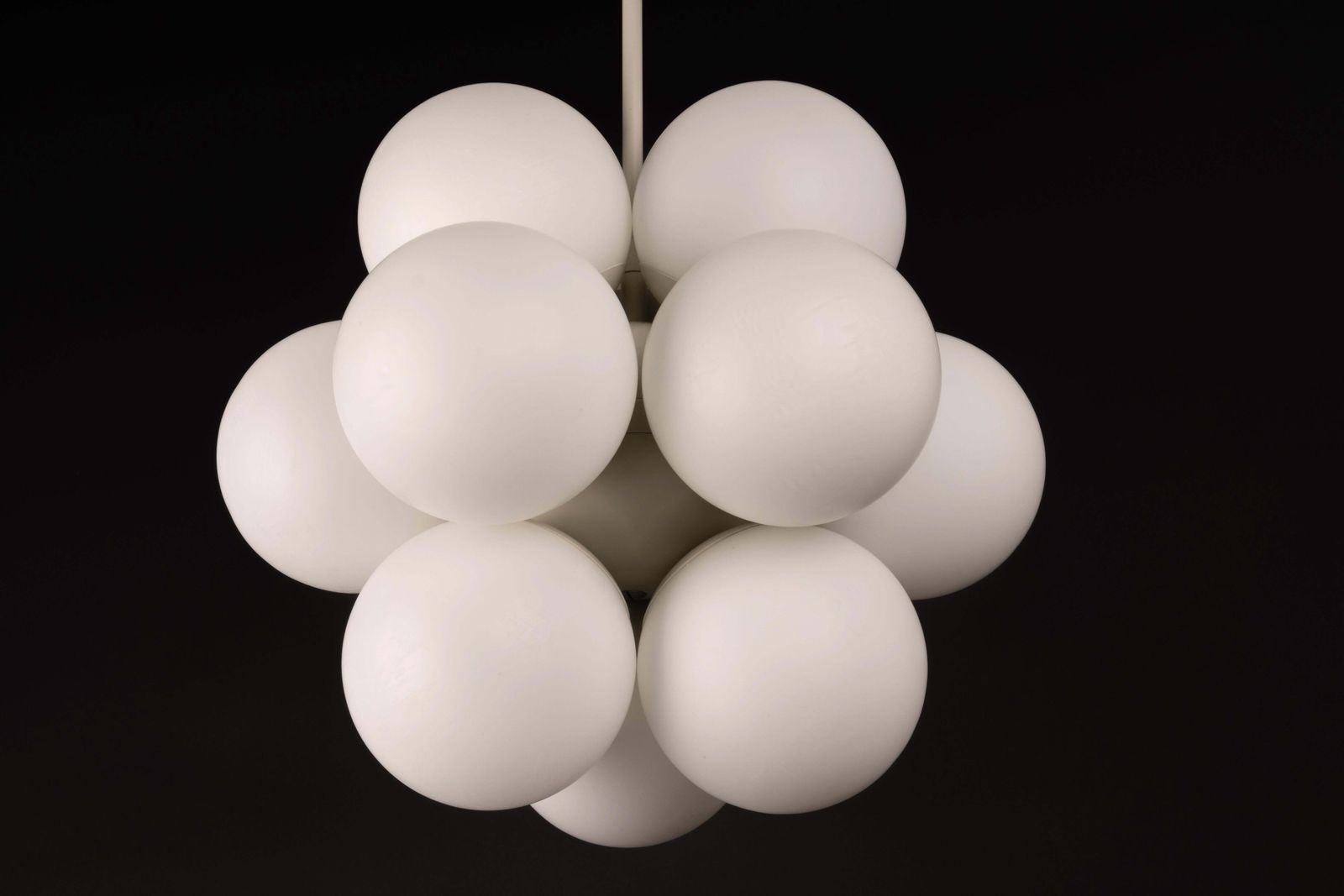 photo for sale 1 Of 3 Kaiser Sputnik Molecular Shape Chandelier, 12 Opal Glass, Germany, 1970s