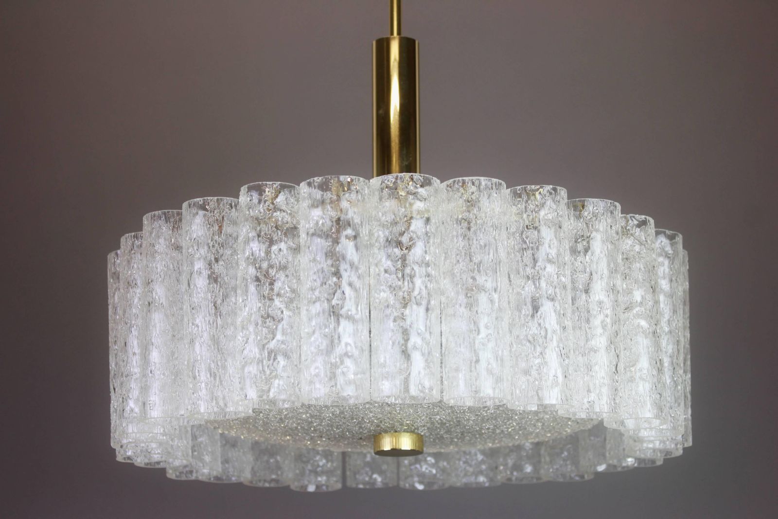 Stunning Murano Ice Glass Tubes Chandelier By Doria, Germany, 1970s photo vinterior