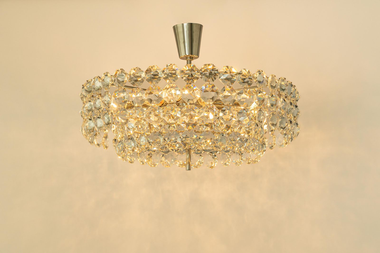 photo vinterior Bakalowits Chandelier, Chrome And Crystal Glass, Austria, 1960s
