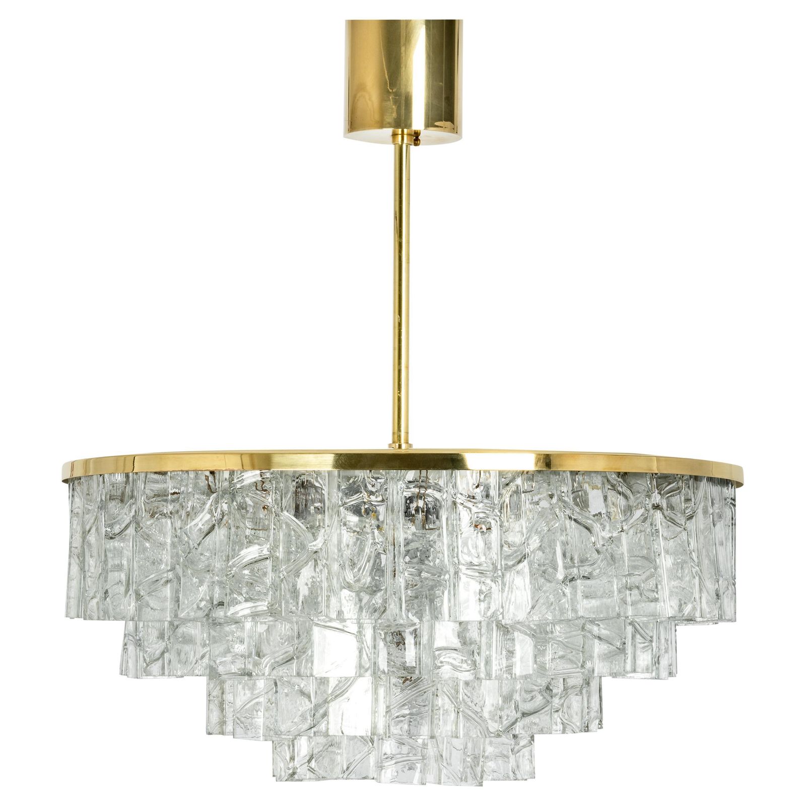 Large Midcentury Doria Chandelier Ice Glass, 1960s, Germany