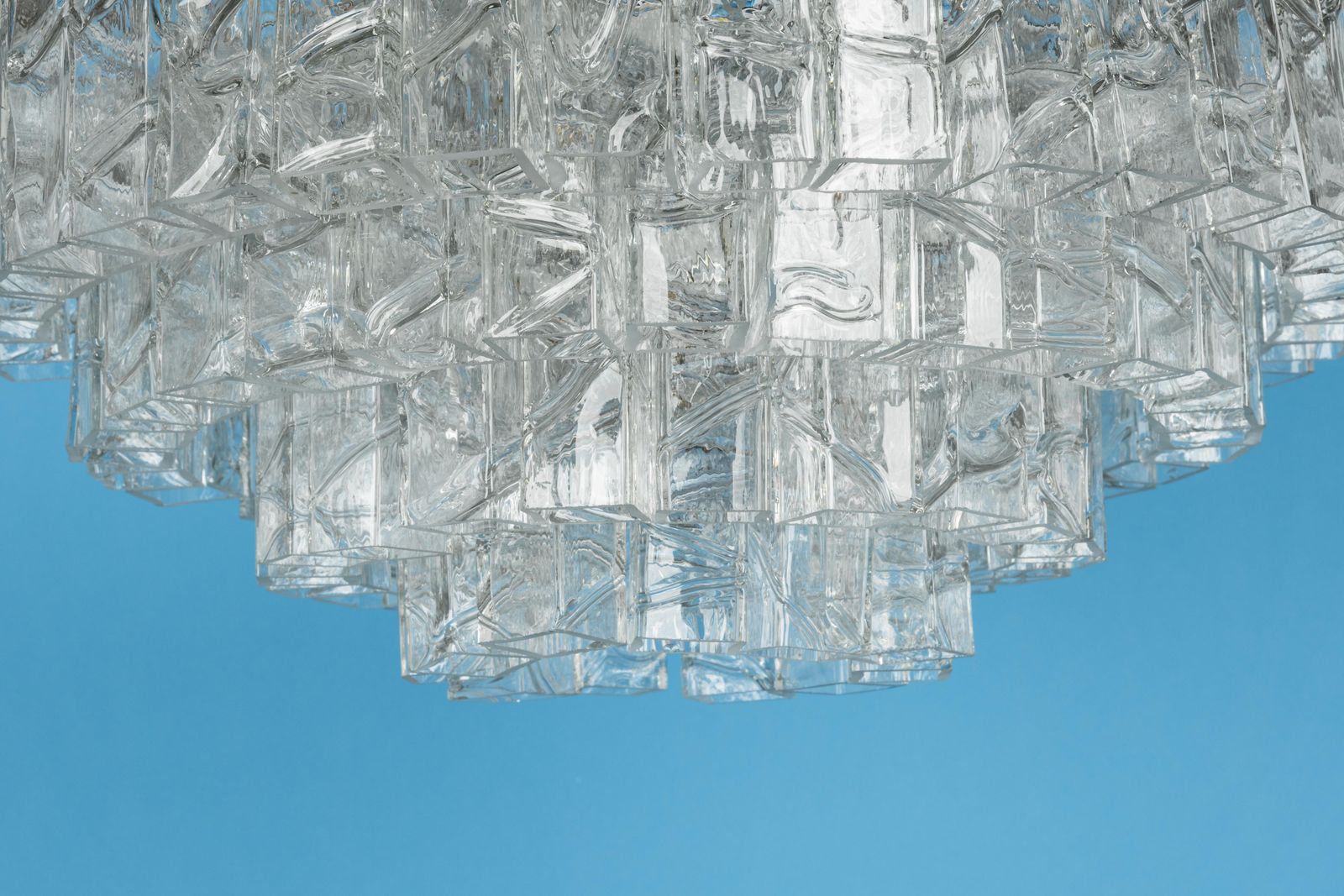 Large Midcentury Doria Chandelier Ice Glass, 1960s, Germany photo buy
