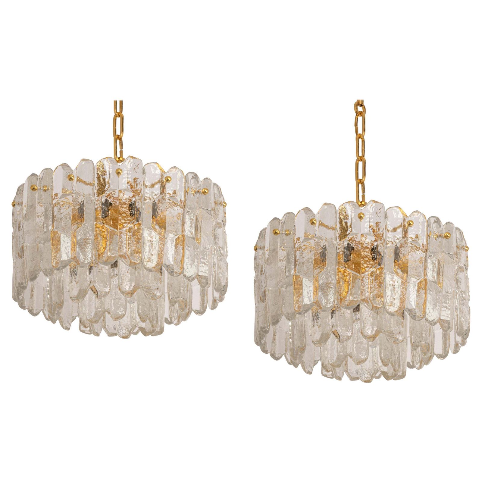 Stunning Gilt Brass, Crystal Glass Light Fixture Palazzo, Kalmar, Austria, 1970