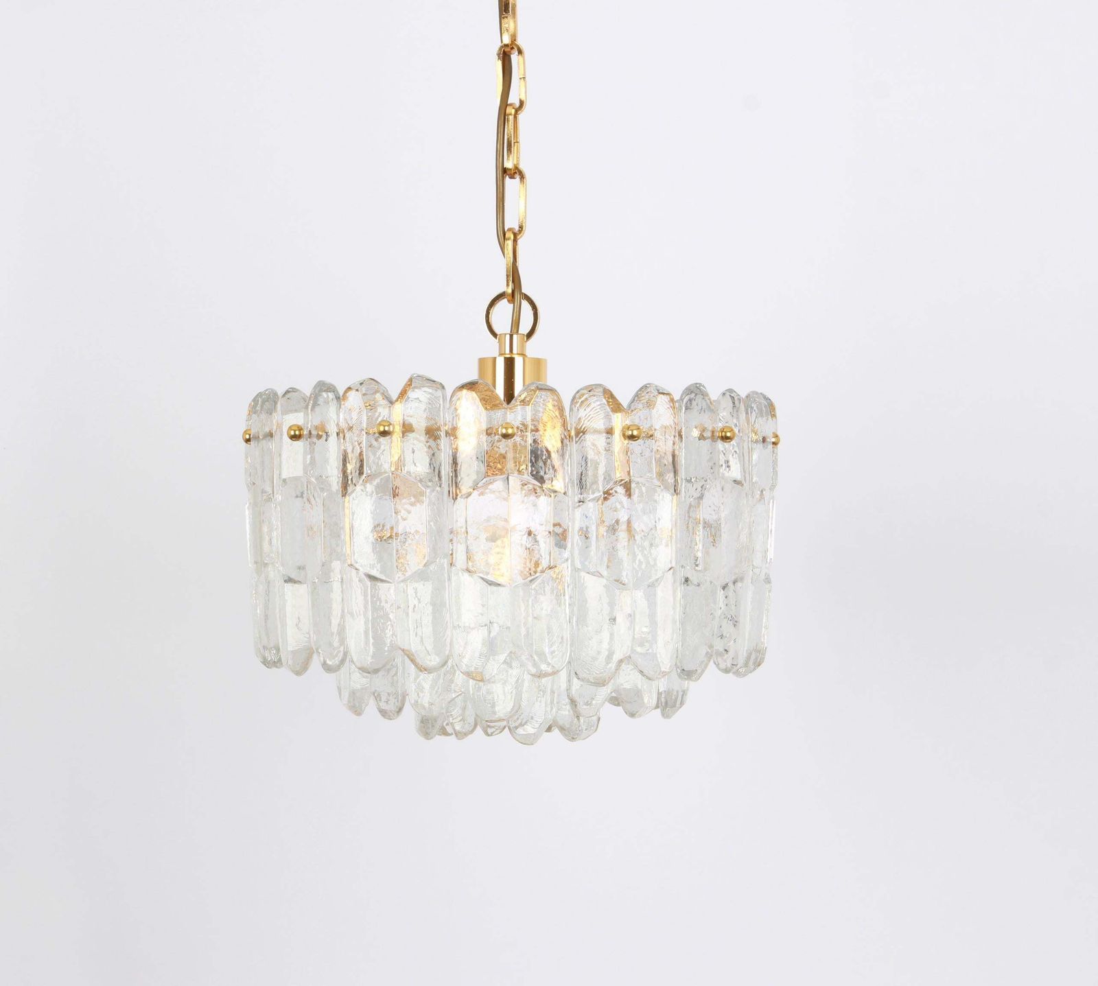 1 Of 2 Gilt Brass, Crystal Glass Light Chandelier Palazzo, Kalmar, Austria, 1970 photo furniture