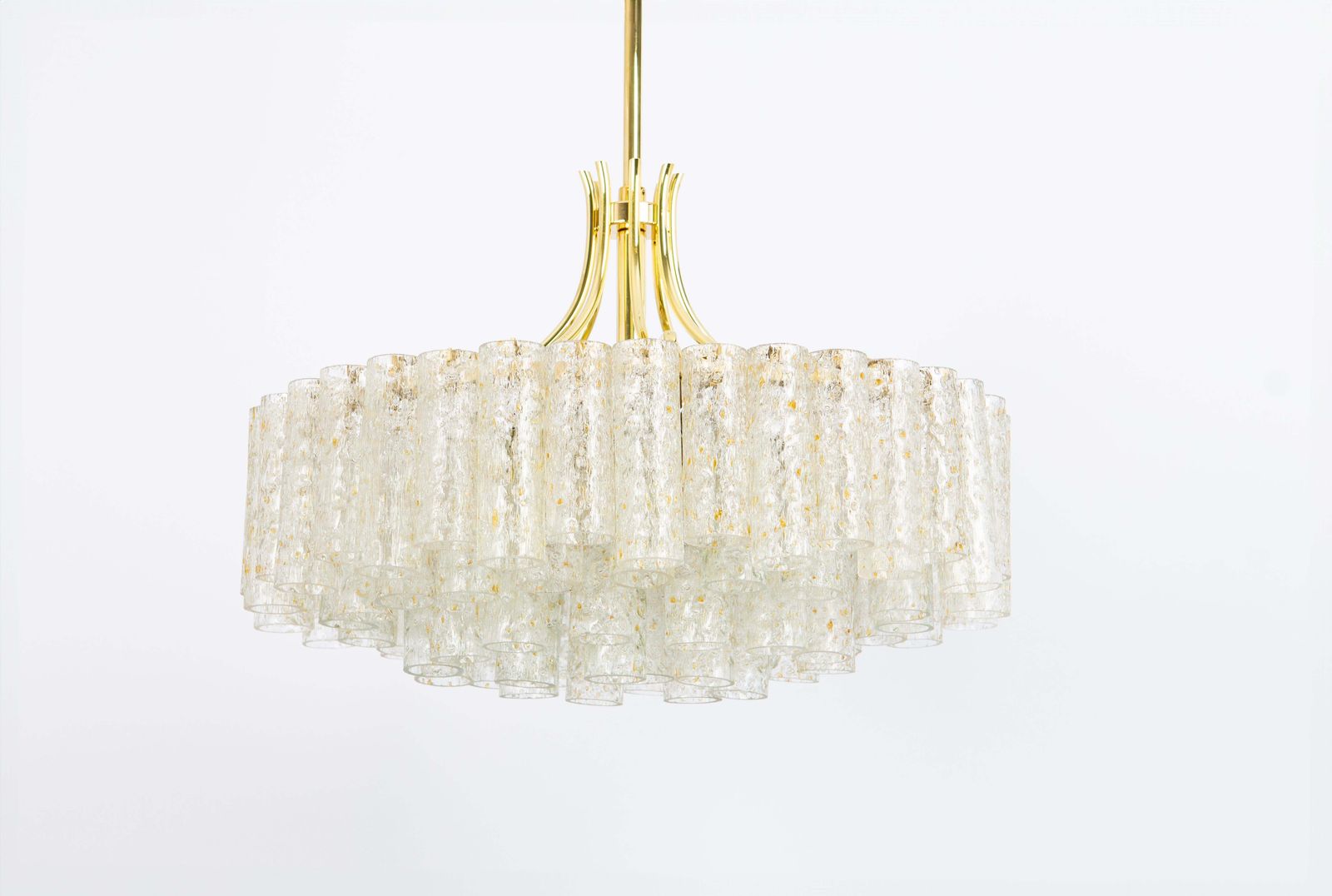 1 Of 2 Stunning Large Doria Ice Glass Tubes Chandelier, Germany, 1960s photo furniture