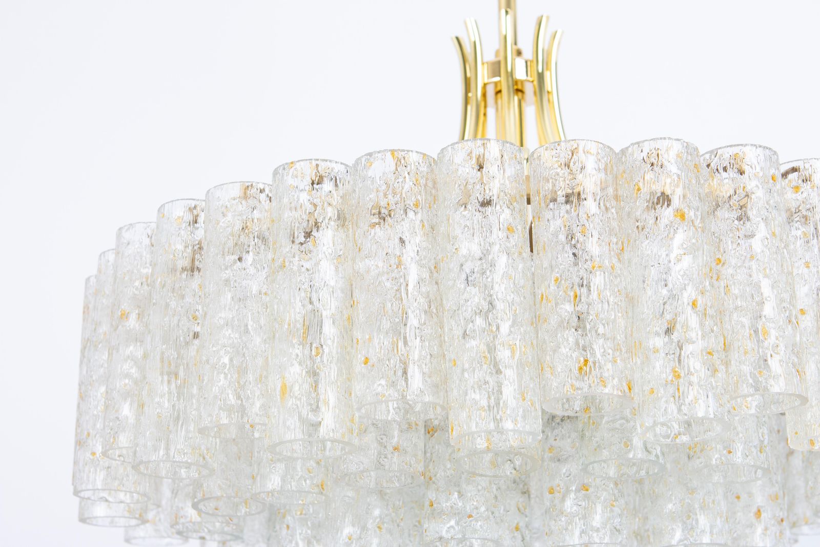 1 Of 2 Stunning Large Doria Ice Glass Tubes Chandelier, Germany, 1960s photo 1633.0