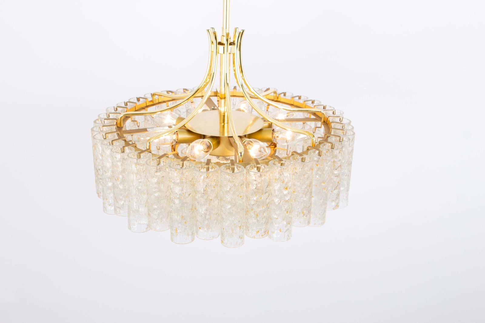 1 Of 2 Stunning Large Doria Ice Glass Tubes Chandelier, Germany, 1960s photo vinterior