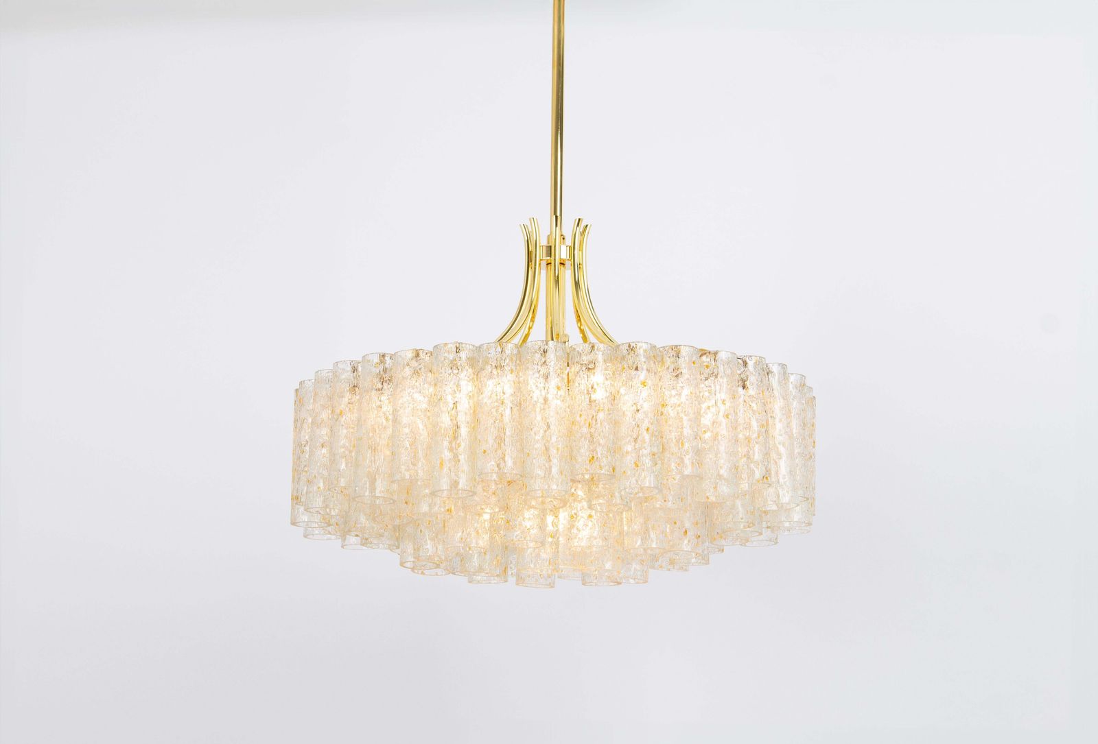 1 Of 2 Stunning Large Doria Ice Glass Tubes Chandelier, Germany, 1960s photo buy