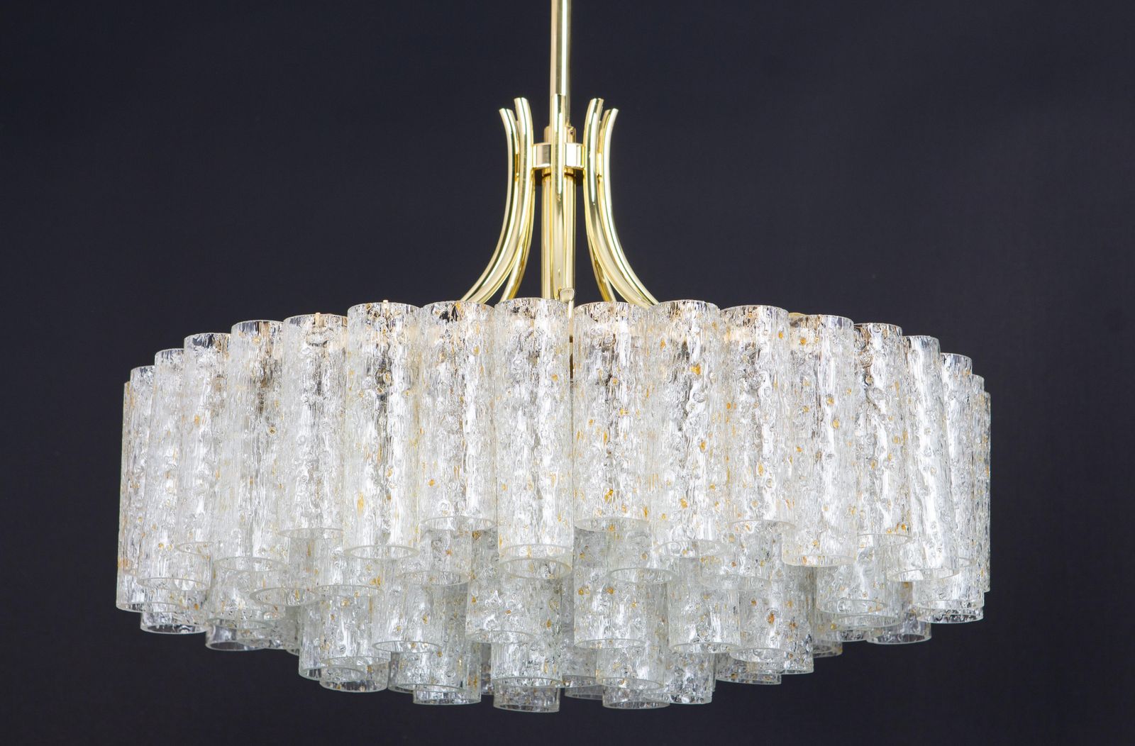 photo for sale 1 Of 2 Stunning Large Doria Ice Glass Tubes Chandelier, Germany, 1960s