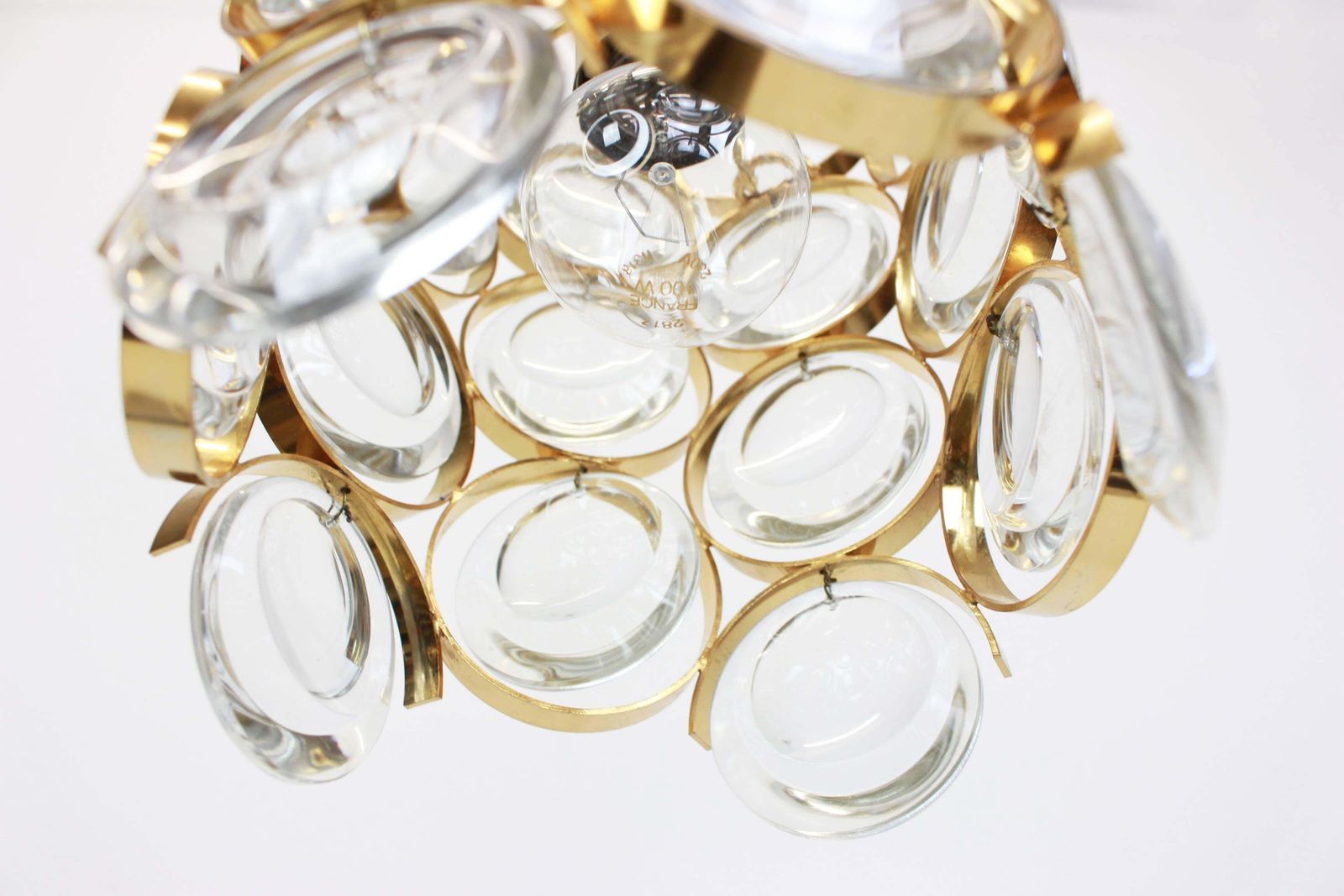 Pair Of Petite Gilded Brass Pendants, Sciolari Design For Palwa, Germany, 1970s photo buy