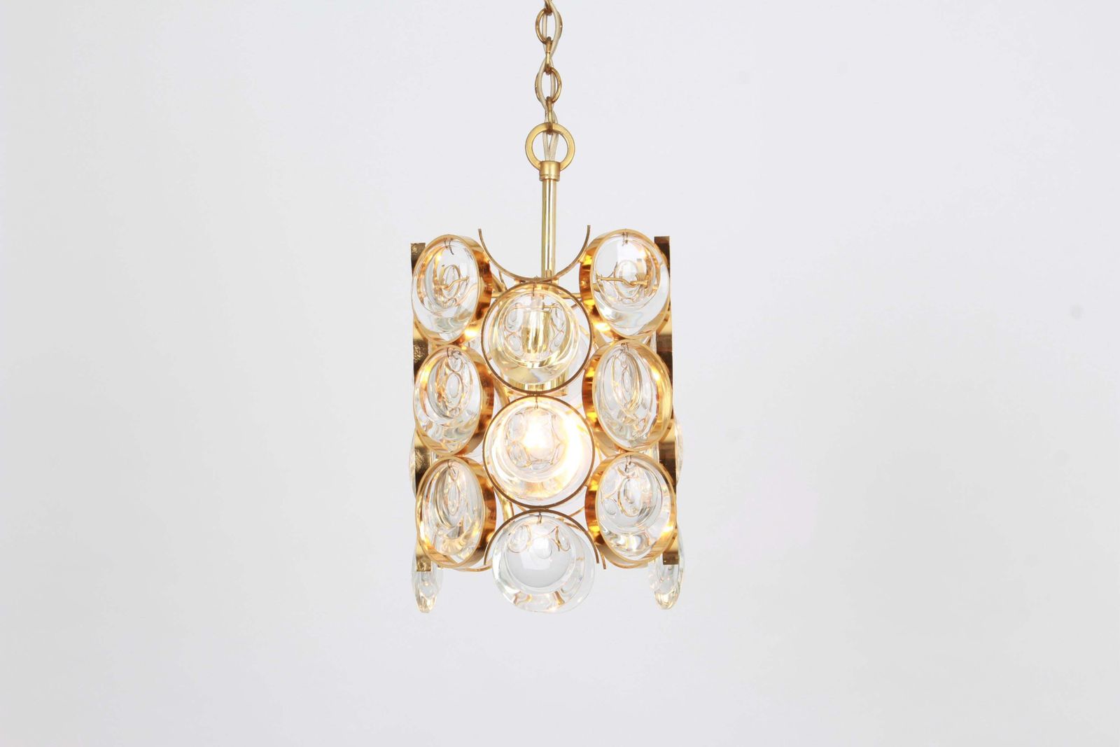 photo vinterior Pair Of Petite Gilded Brass Pendants, Sciolari Design For Palwa, Germany, 1970s