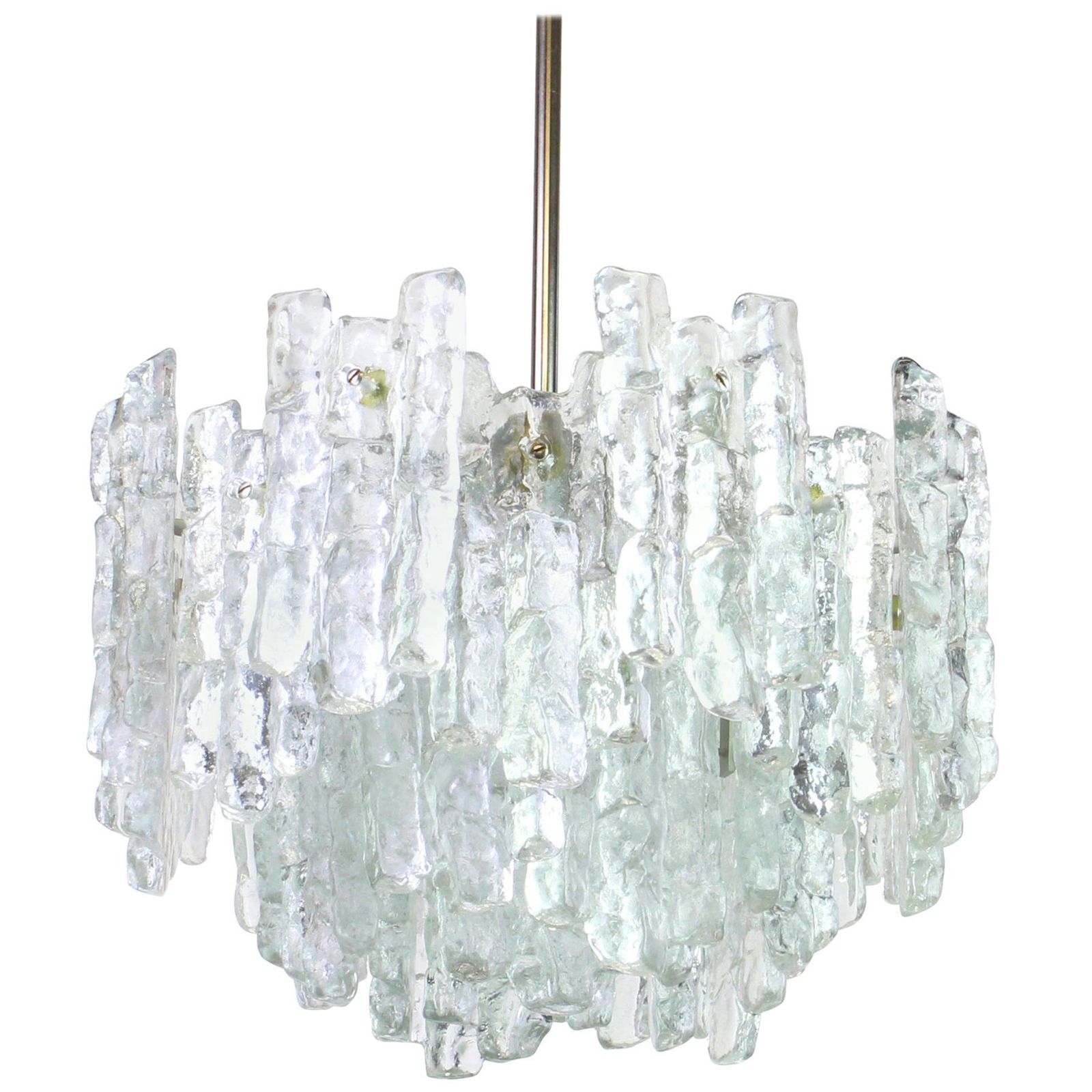 Large Murano Ice Glass Chandelier By Kalmar, Austria, 1960s