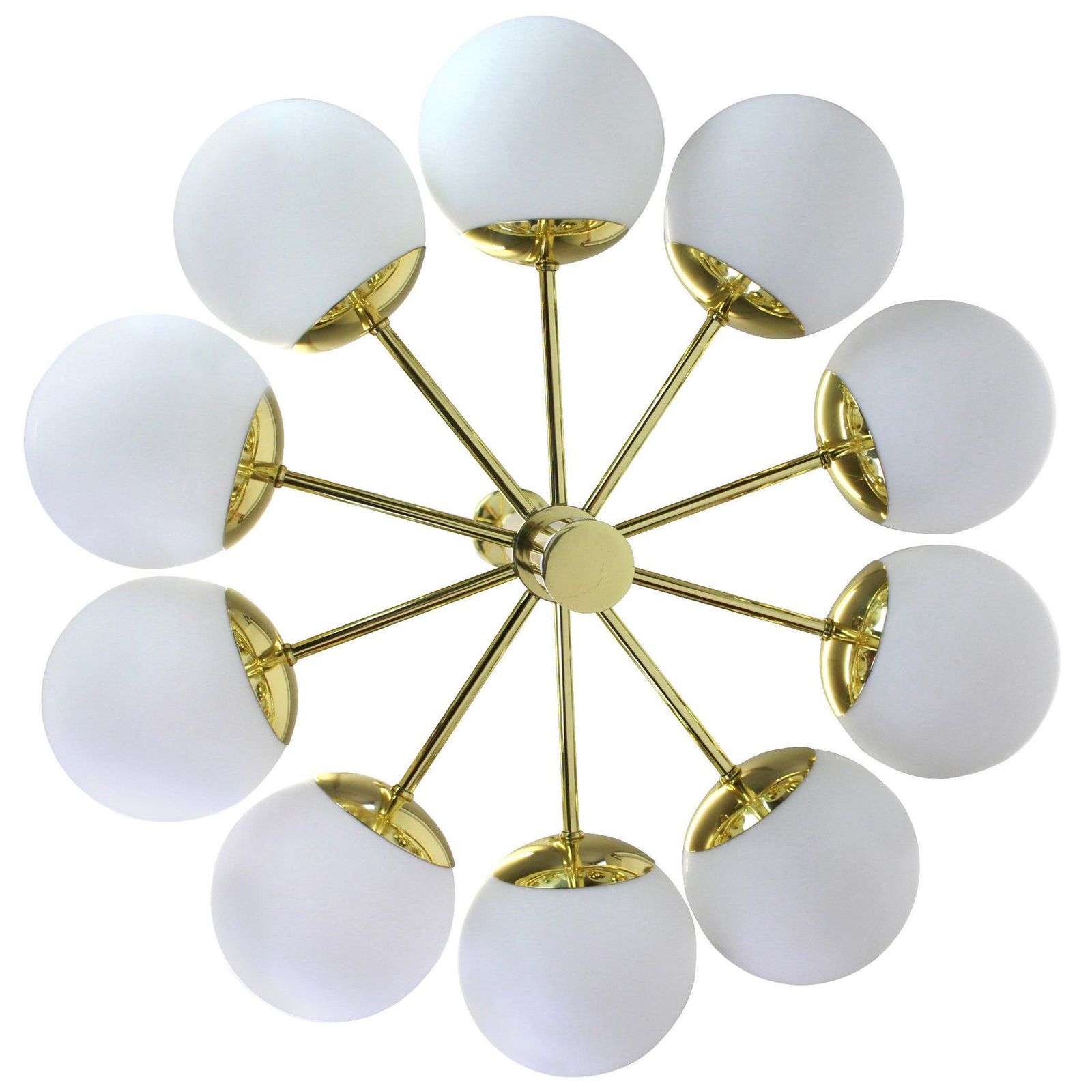 1 Of 2 Large Stunning Kaiser Sputnik Opal Globes Chandelier, Germany, 1970s