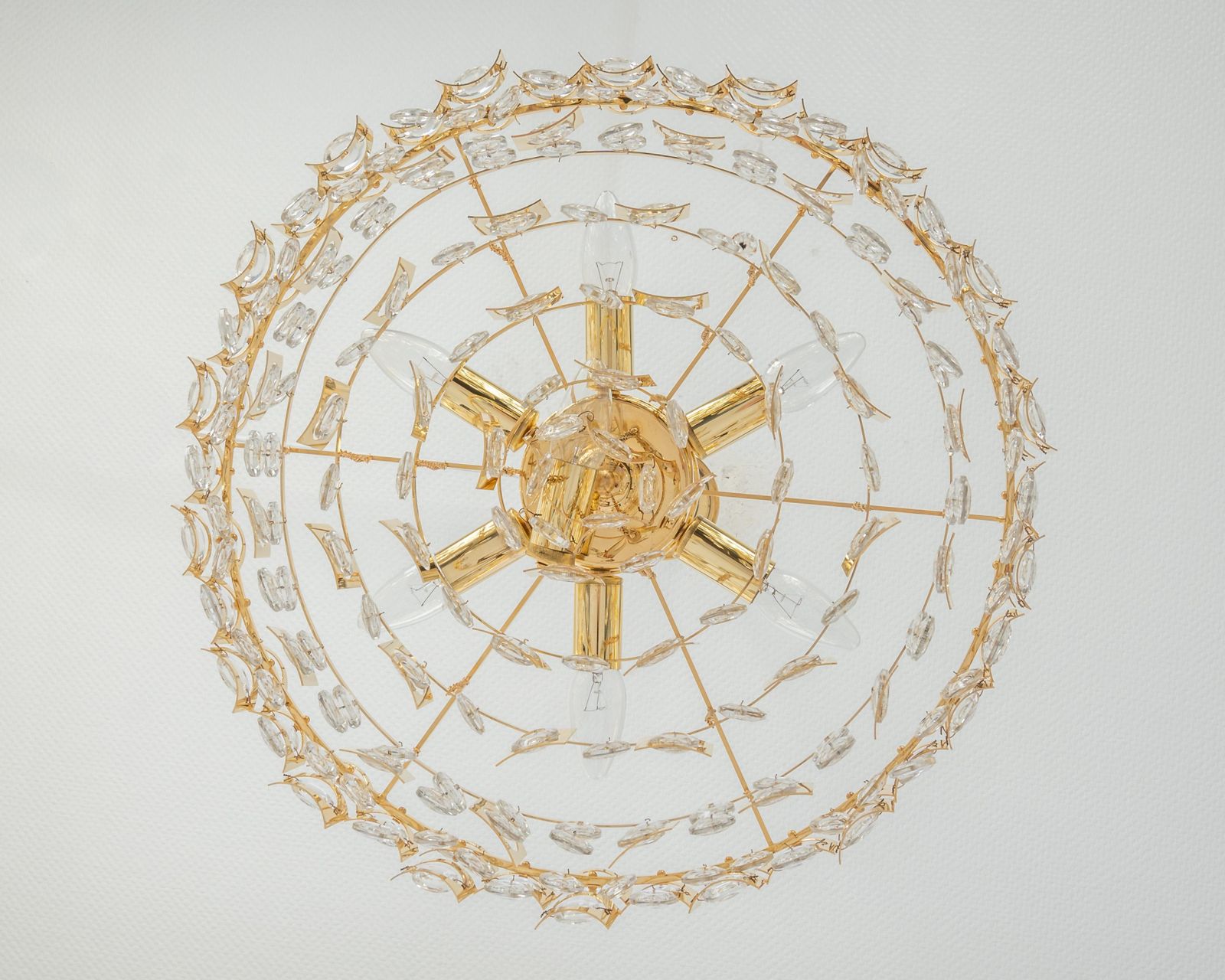 Impressive Large Gilt Brass And Crystal Glass Chandelier By Palwa Germany, 1960s photo 1891.0