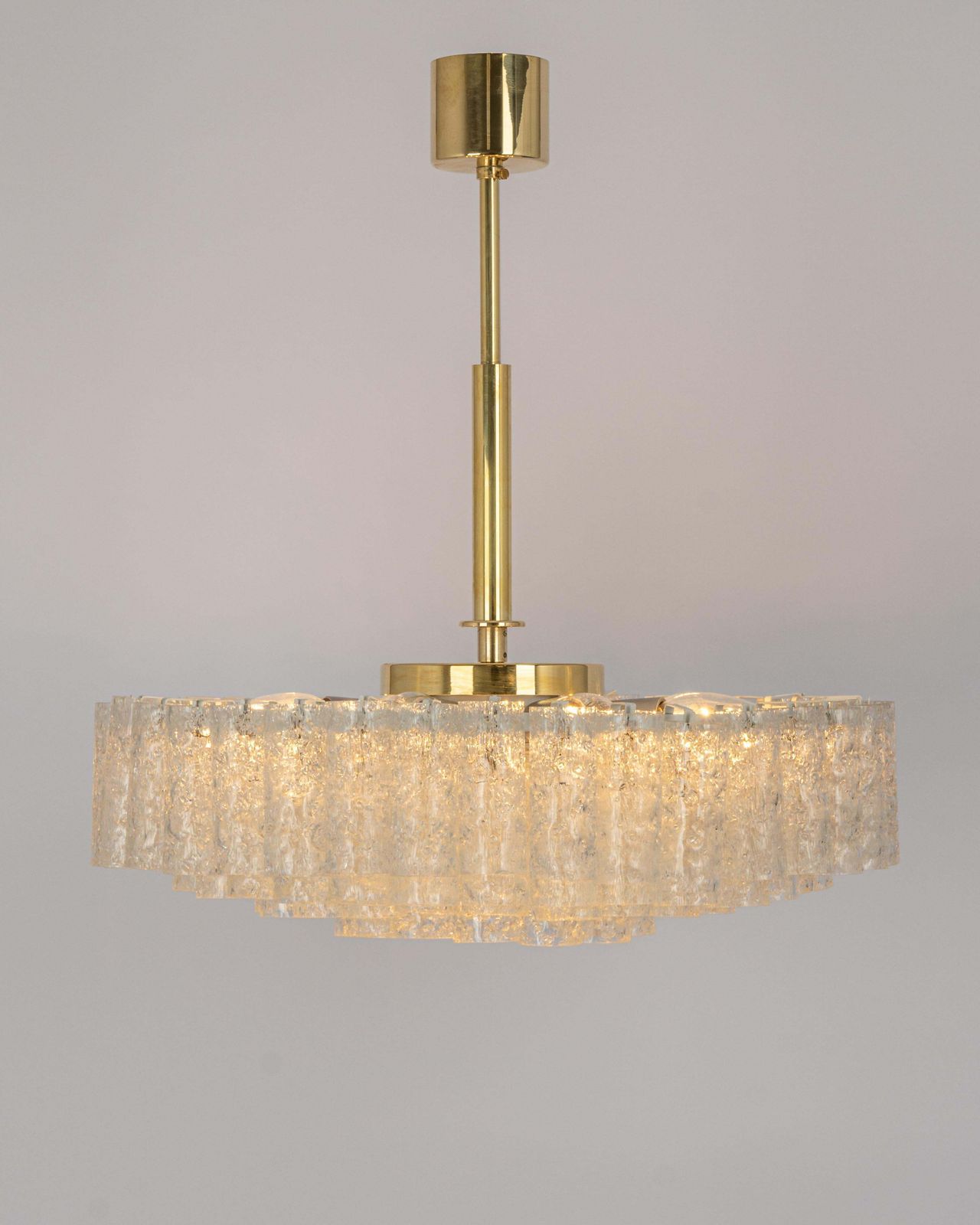 Large Doria Ice Glass Tubes Chandelier, Germany, 1960s photo buy