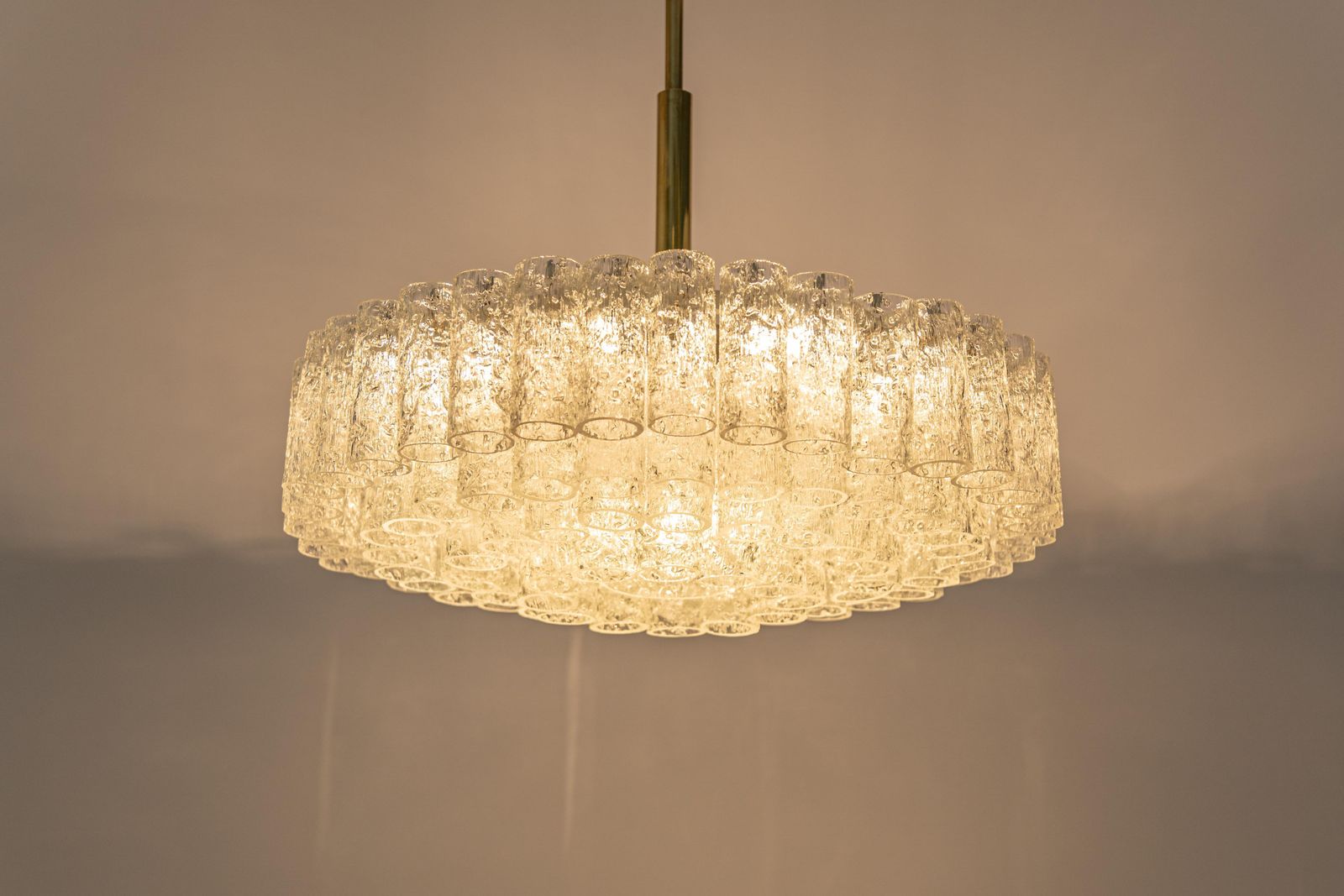 Lighting Large Doria Ice Glass Tubes Chandelier, Germany, 1960s photo