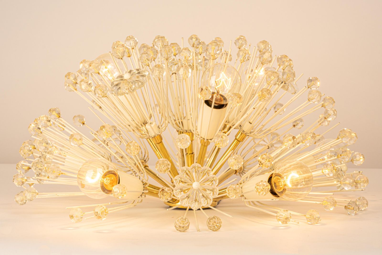 1 Of 3 Starburst Brass And Crystal Flush Mount By Emil Stejnar, Austria, 1960s photo vinterior
