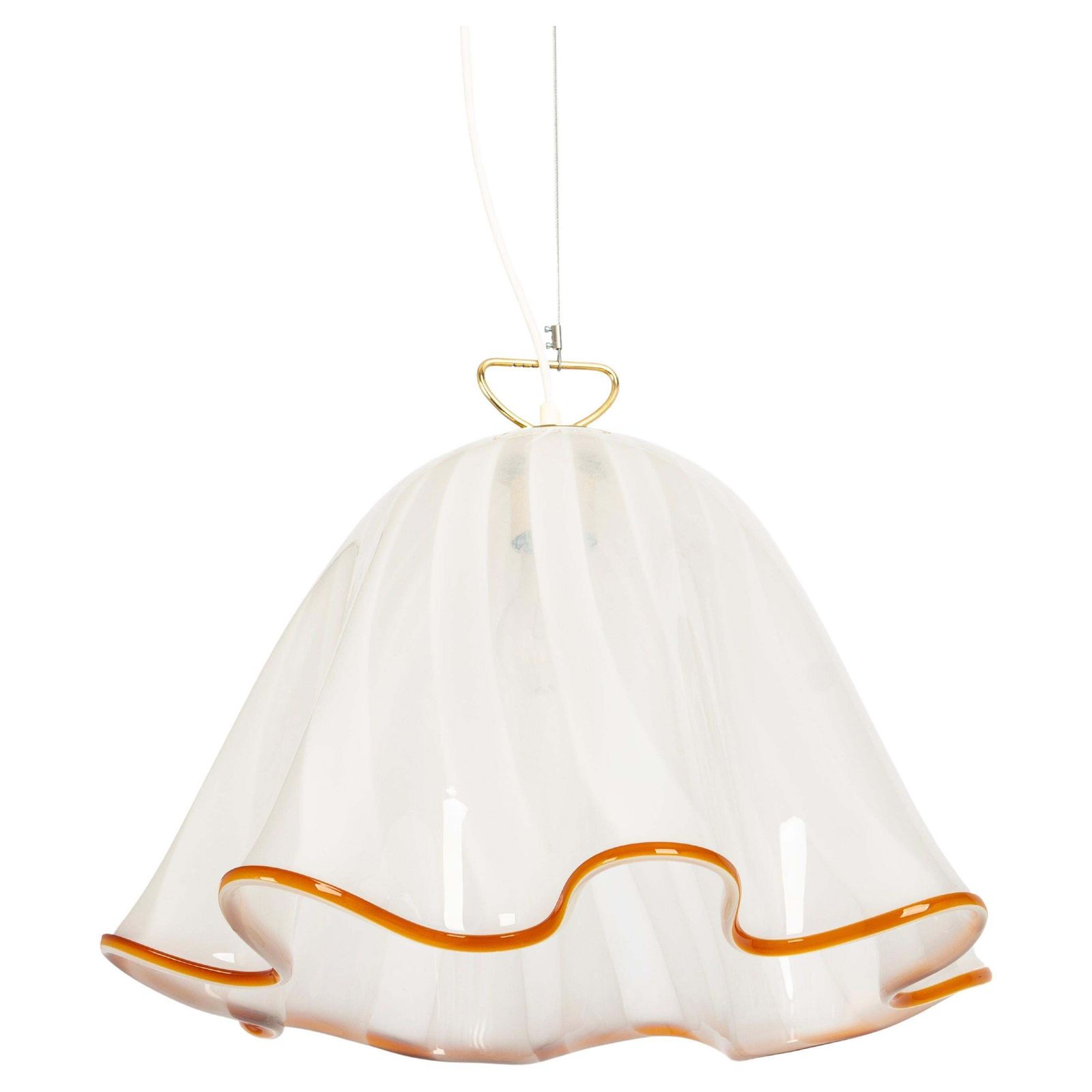 Large White Glass Pendant Light By Kalmar Fazzoletto, Austria, 1970s