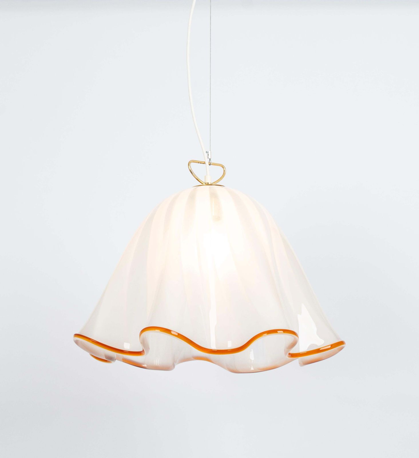 Large White Glass Pendant Light By Kalmar Fazzoletto, Austria, 1970s photo buy